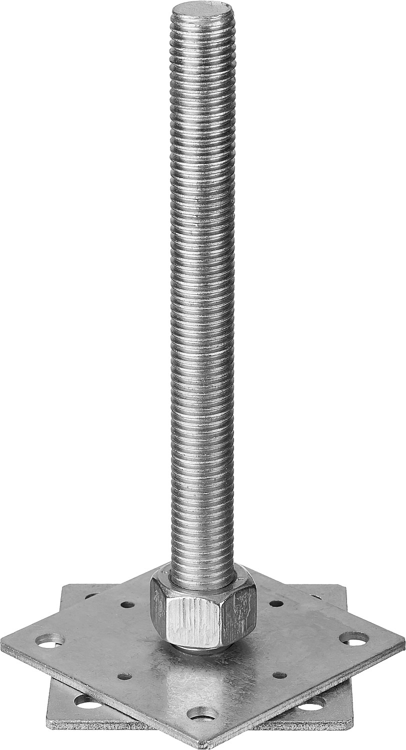 ЗУБР 110х110х250 мм х М24, анкерная регулировочная стойка, цинк