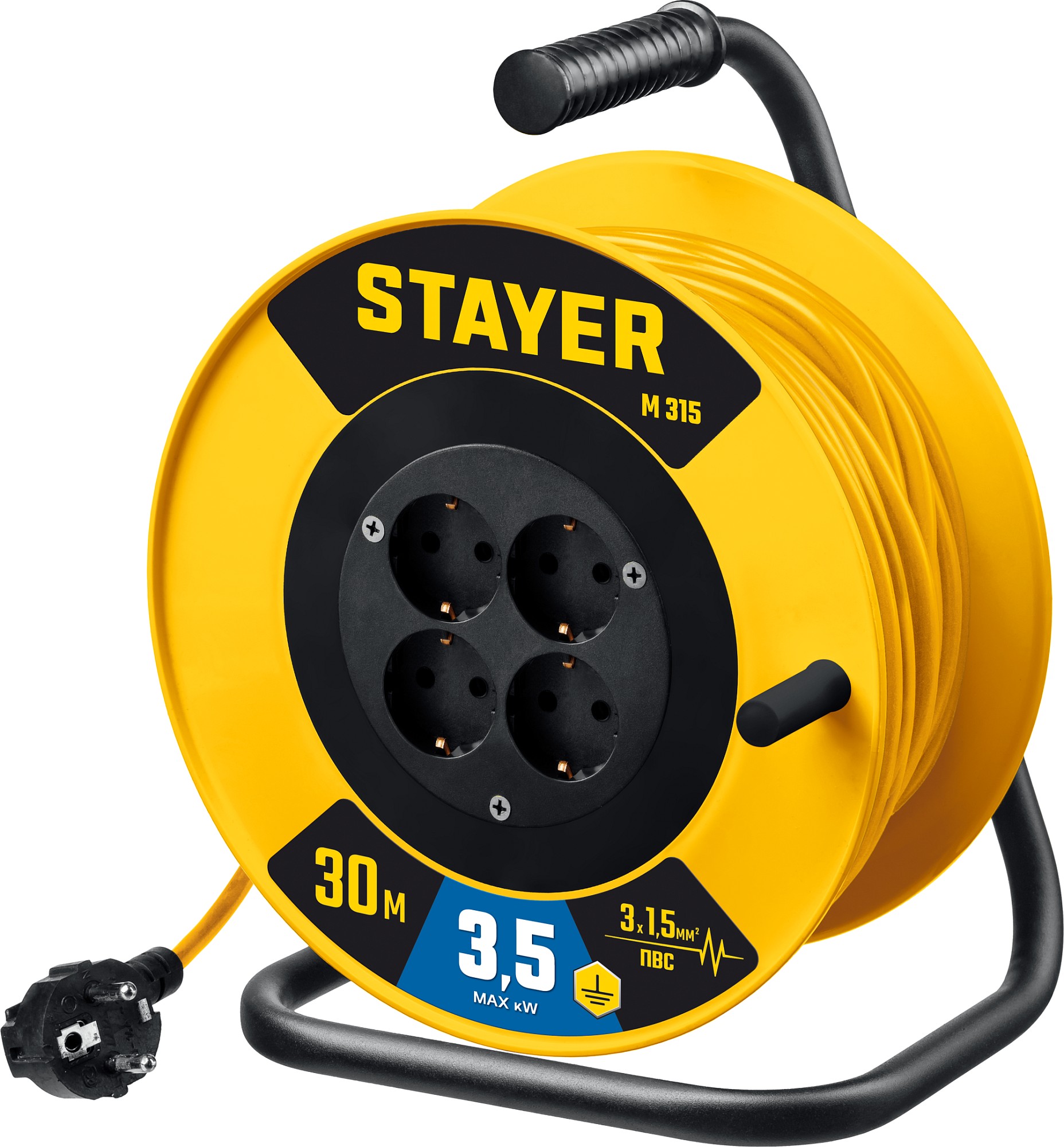 Удлинитель на катушке ПВС 3*1,5 30м. М-315 STAYER