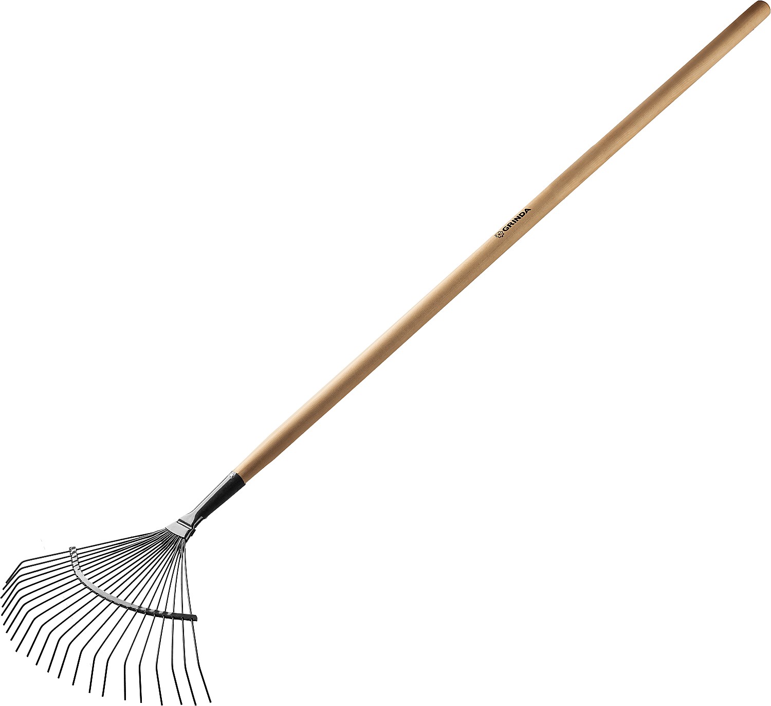 Веерные грабли GRINDA GR-22R 400х260х1500мм 22 круглых зубца деревянный черенок