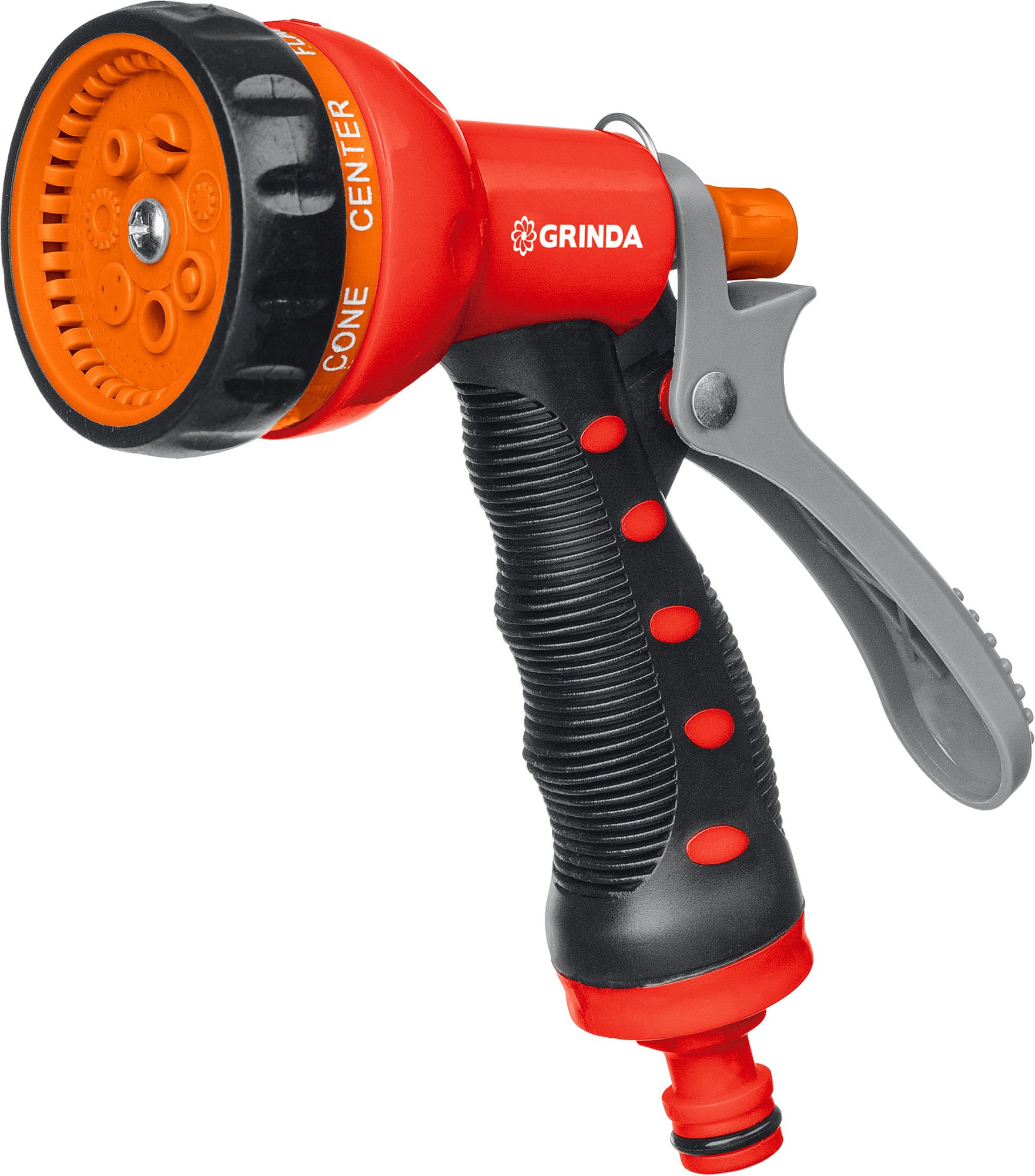 GRINDA   т-7,7 режимов ,курок сзади, пистолет поливочный пластиковый с TPR