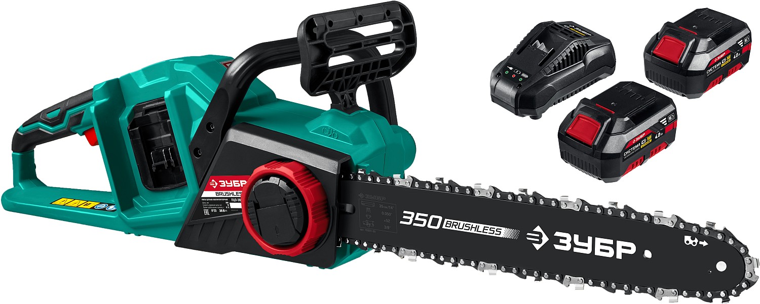 ЗУБР бесщеточная пила цепная  36В 2*188 АКБ(4Ач)