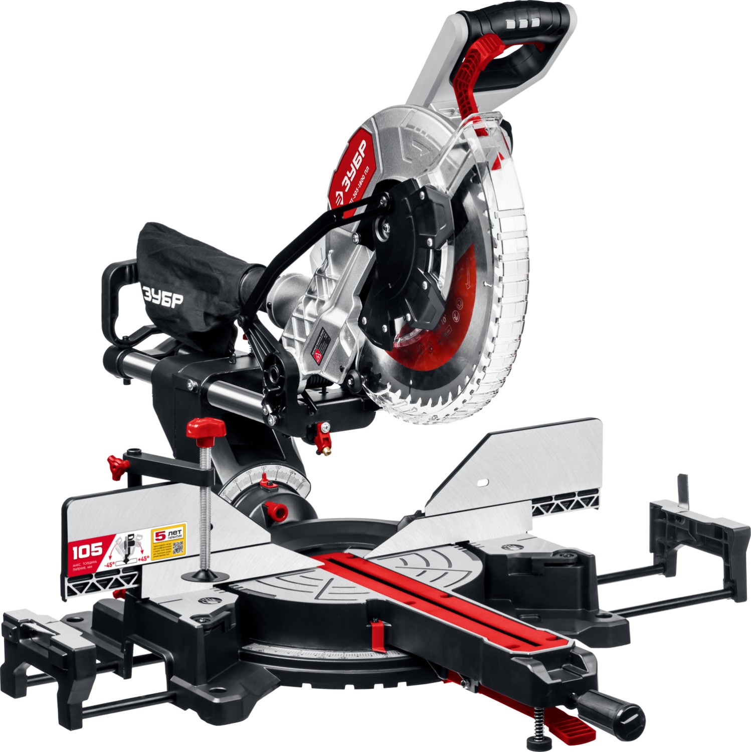 ЗУБР ЗПТ-305-1800ПЛ пила торцовочная с протяжкой, d 305*30мм, 1800Вт