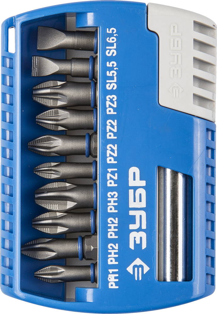 Набор бит с магнитным адаптером 11шт Зубр