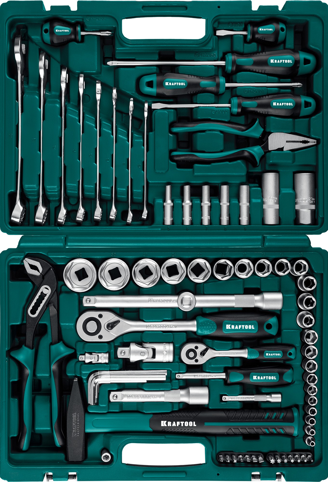 Универсальный набор инструментов KRAFTOL X-Drive 76пр (1/2*3/8*1/4)