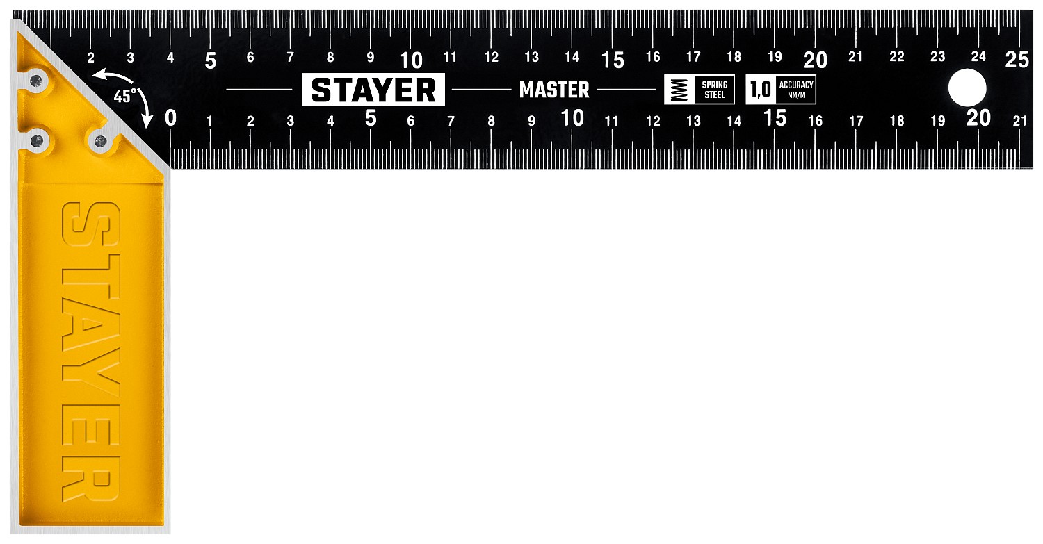 Угольник столярный стальное полотно STAYER 250мм