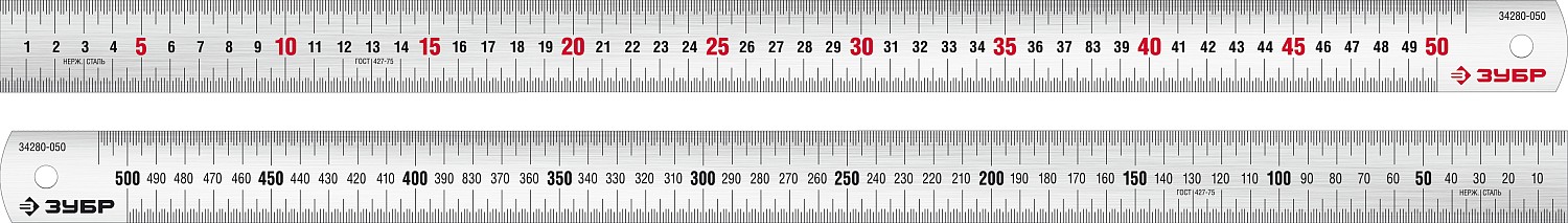 Усиленная нержавеющая линейка 0,50м ПРО-50 Зубр