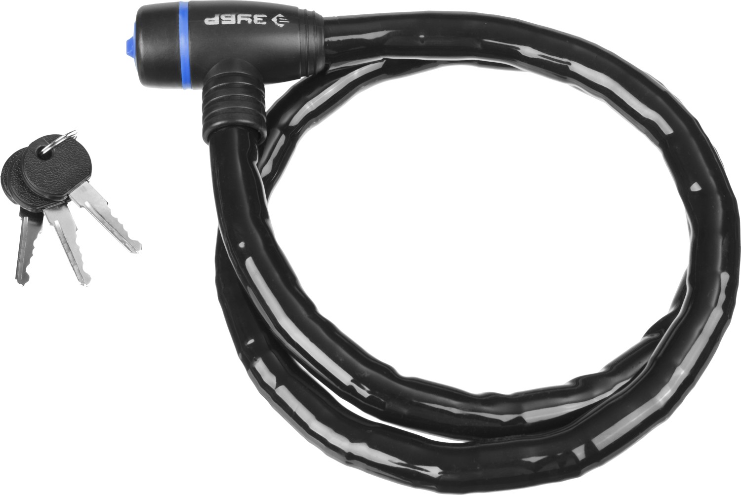 Замок ЗУБР ПРОФЕССИОНАЛ троссовый, усиленный, 3 ключа в комплекте, длина троса-1000мм, d 18мм