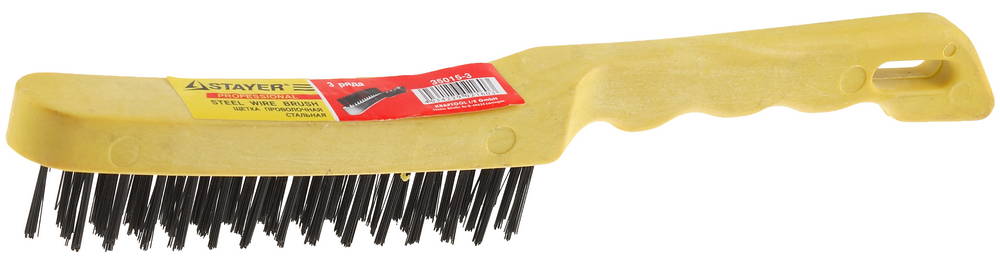 Щетка STAYER проволочная стальная с пластмасовой ручкой 3 ряда