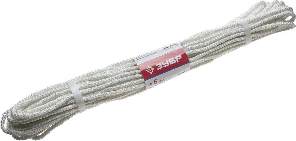 Фал ЗУБР капроновый, d=6,0мм, 20м, 650кгс, 20,5ктекс 50210-06