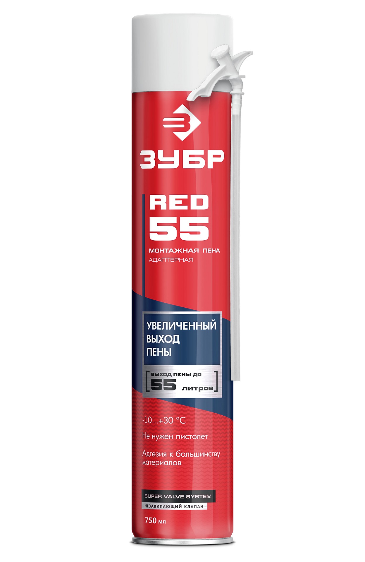 Пена монтажная с увеличенным выходом, адаптерная, всесезонная,750мл STD 65, SVS, ЗУБР