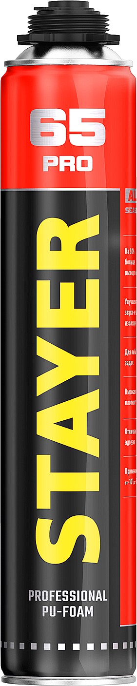 Пена монтажная с увеличенным выходом, PRO 65 , всесезонная, 800мл, STAYER