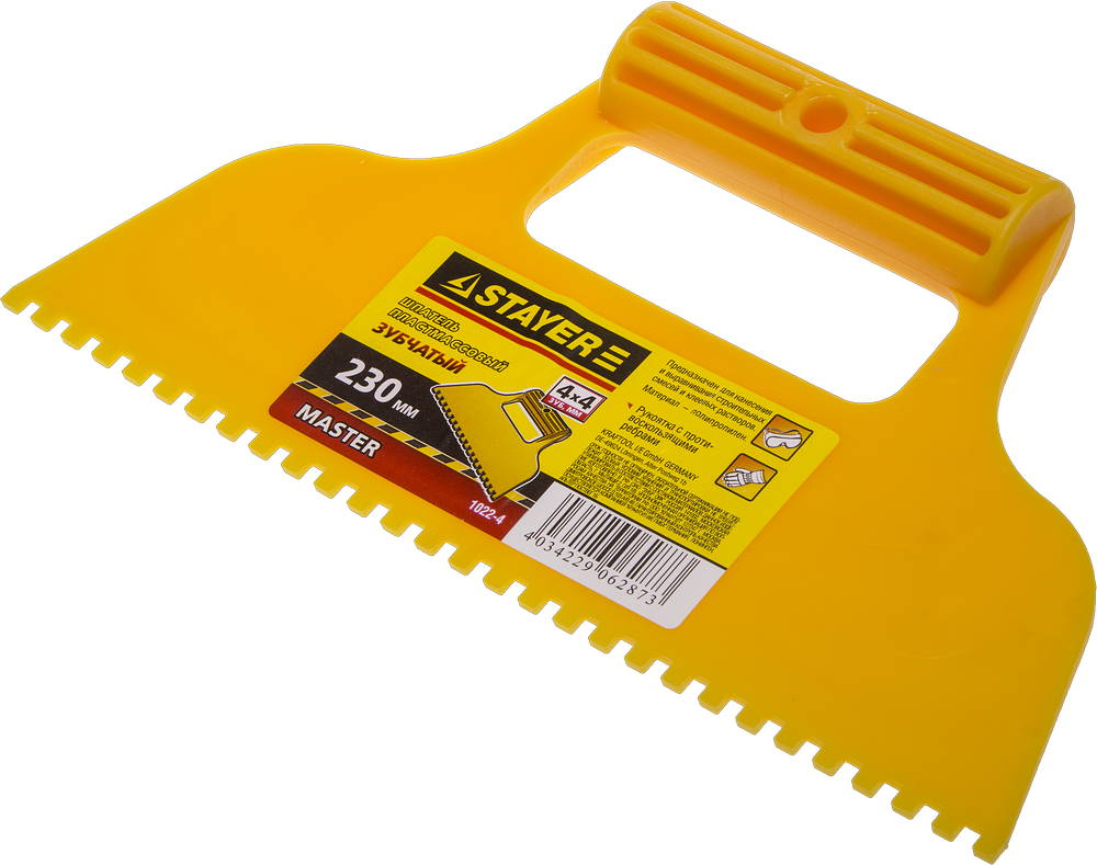 Шпатель пластмассовый зубчатый 230ммSTAYER