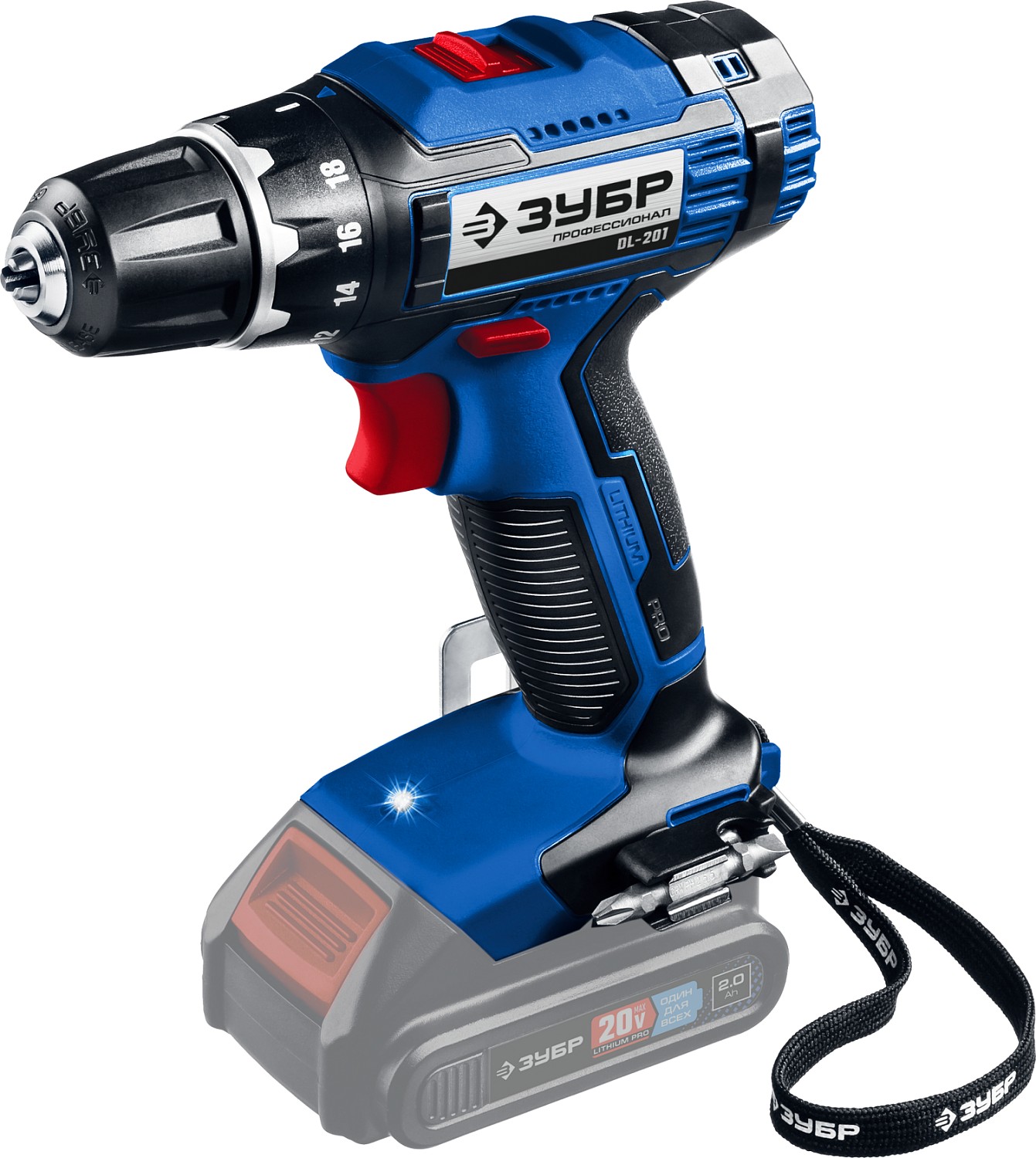 Дрель-шуруповерт ЗУБР ,20В,2Акб,в кейсе,профессионал/DL-201-22