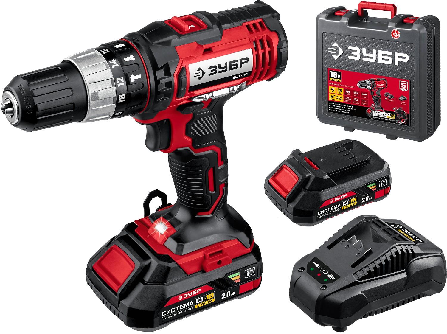 Дрель-шуруповерт ДШУ-185-22,18В ЗУБР