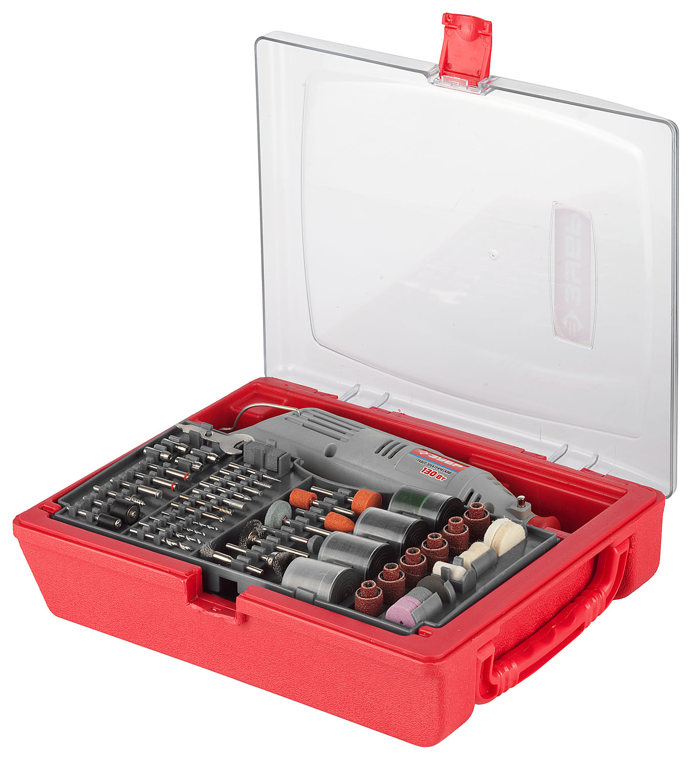 ЗУБР 176 предметов, 130 Вт, Набор мини-насадок с гравером (ЗГ-130ЭК H176)