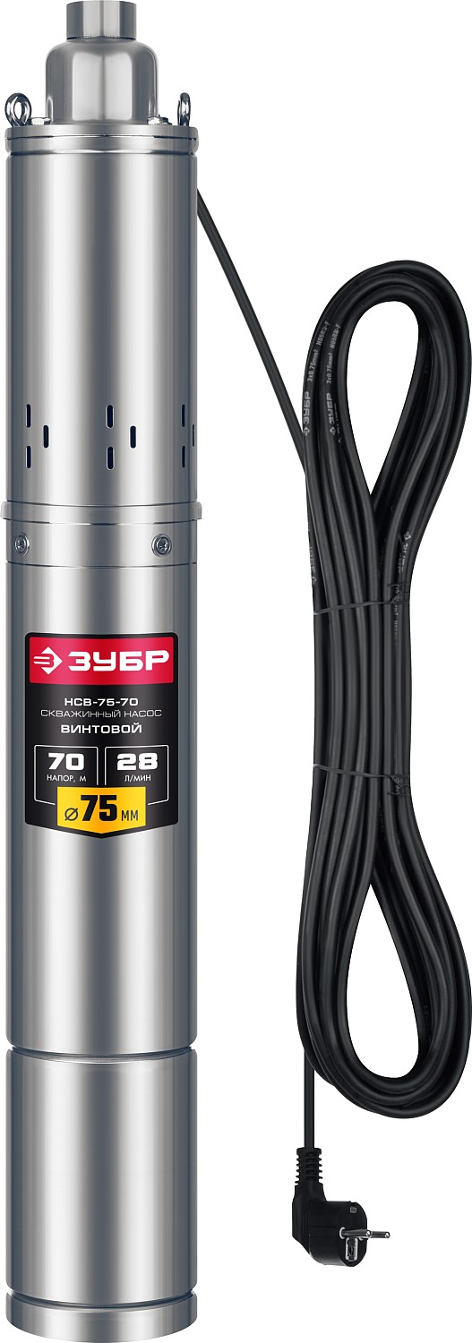 Скважинный насос винтовой ЗУБР, 70м напор НСВ-75-70