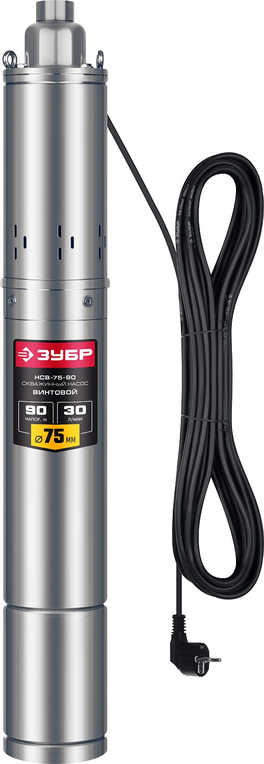 Скважинный насос винтовой ЗУБР, 90м напор НСВ-75-90