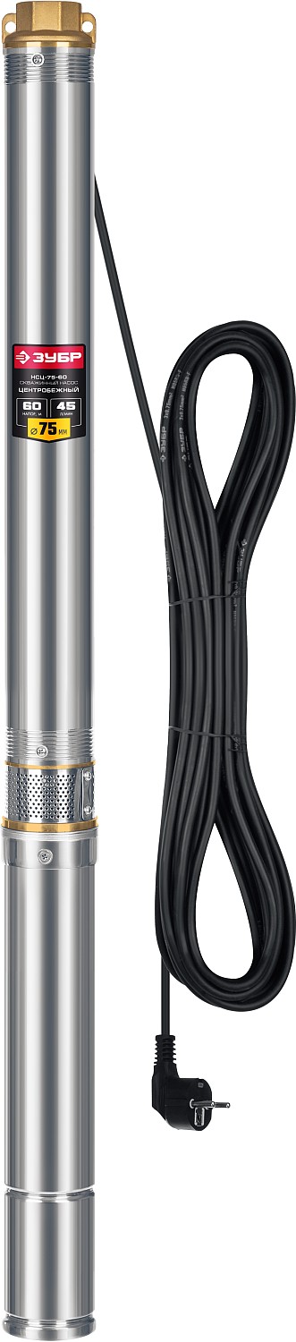 Скважинный насос центробежный ЗУБР, 60м напор НСЦ-75-60