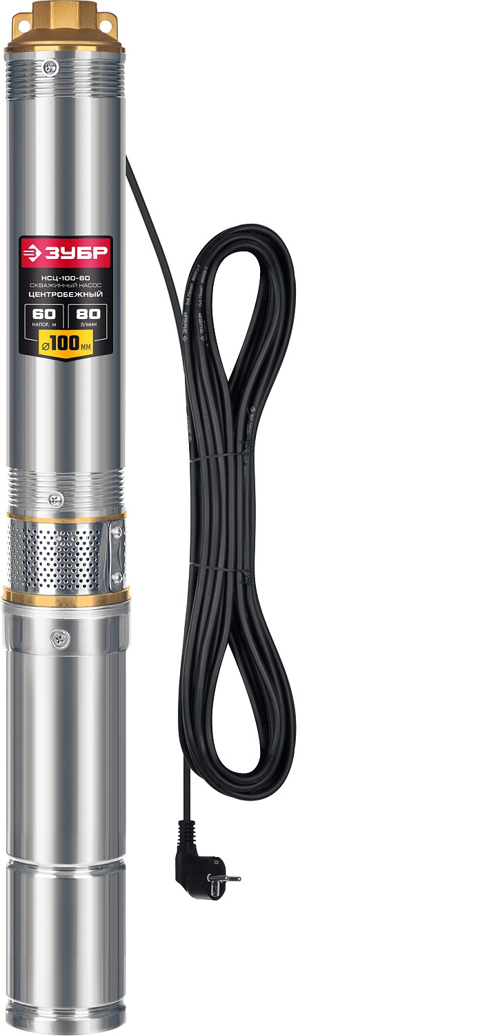 Скважинный насос центробежный ЗУБР, 60м напор НСЦ-100-60