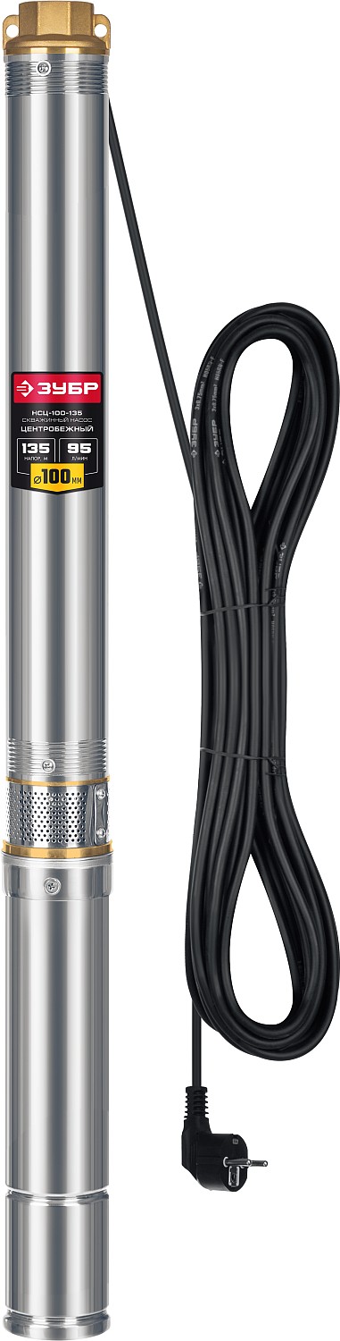 Скважинный насос центробежный ЗУБР, 135м напор НСЦ-100-135