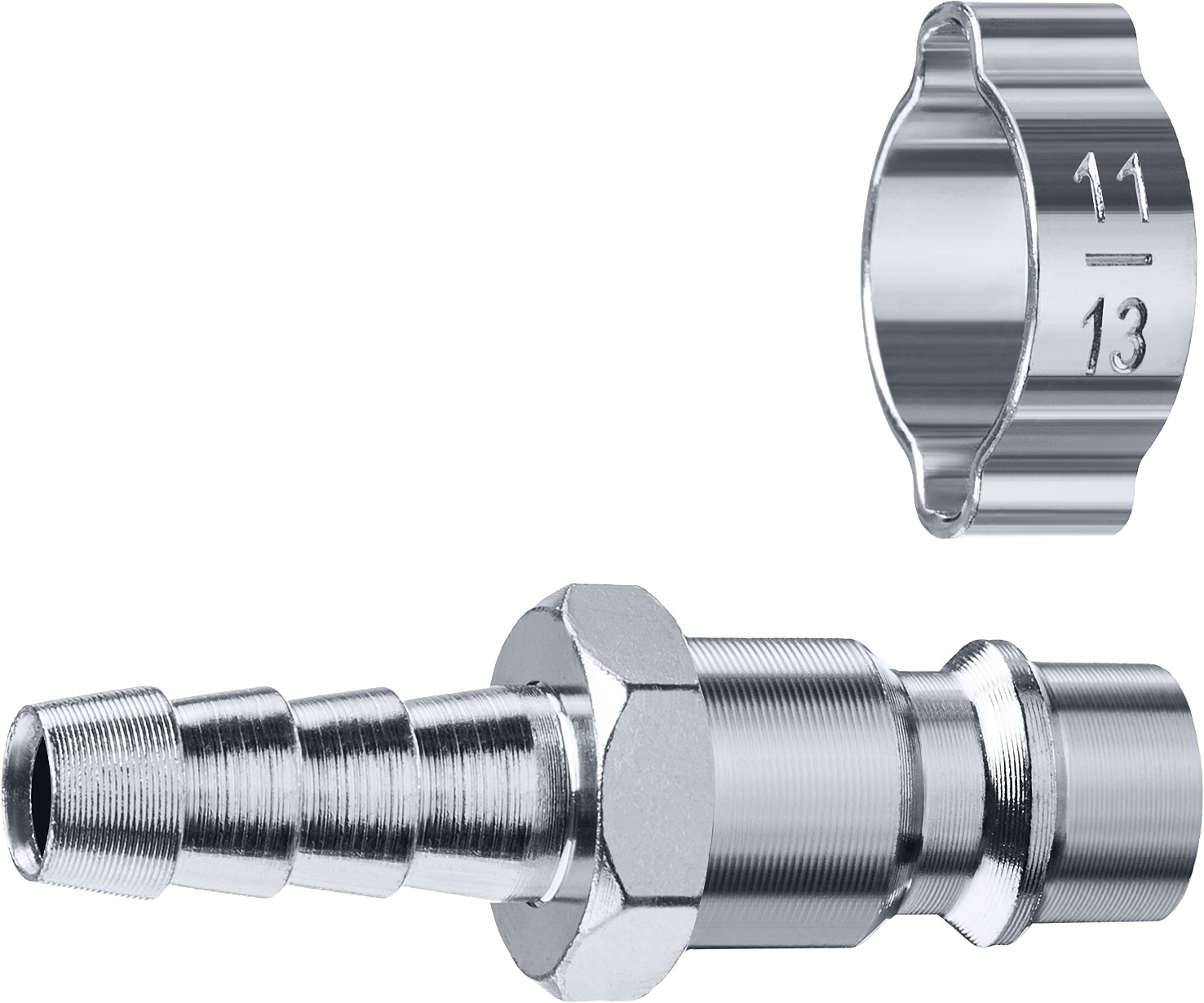 Переходник штуцер "елочка" 8мм-рапид штуцер,с хомутом ЗУБР Профессионал