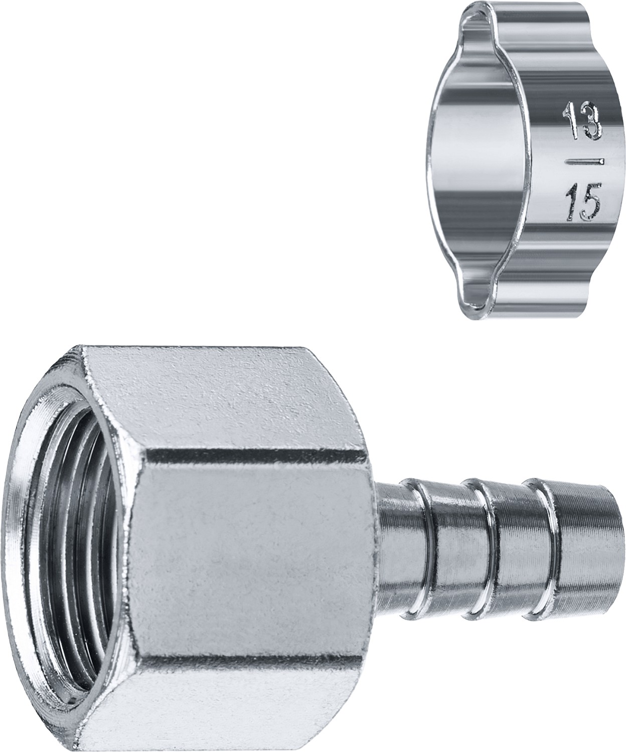 Переходник штуцер ″елочка″ 10 мм - 1/2″F, с обжимным хомутом Зубр Профессионал