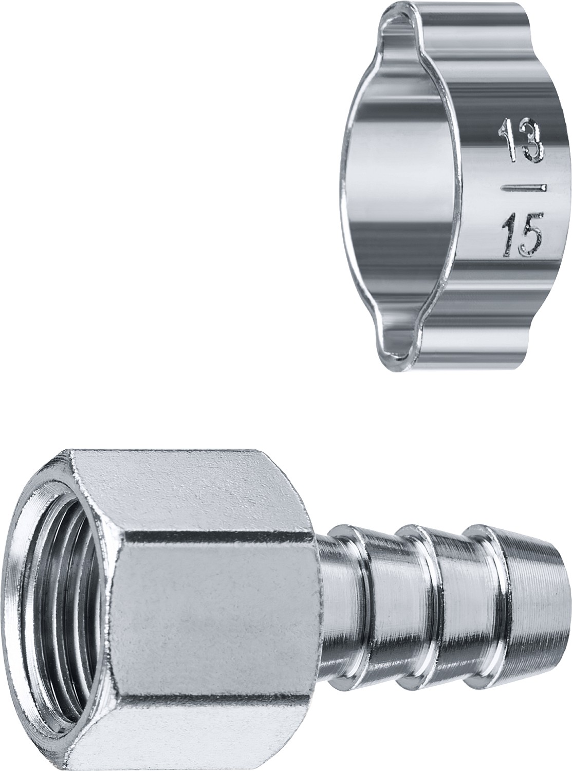 Переходник штуцер ″елочка″ 10 мм - 1/4″F, с обжимным хомутом Зубр Профессионал