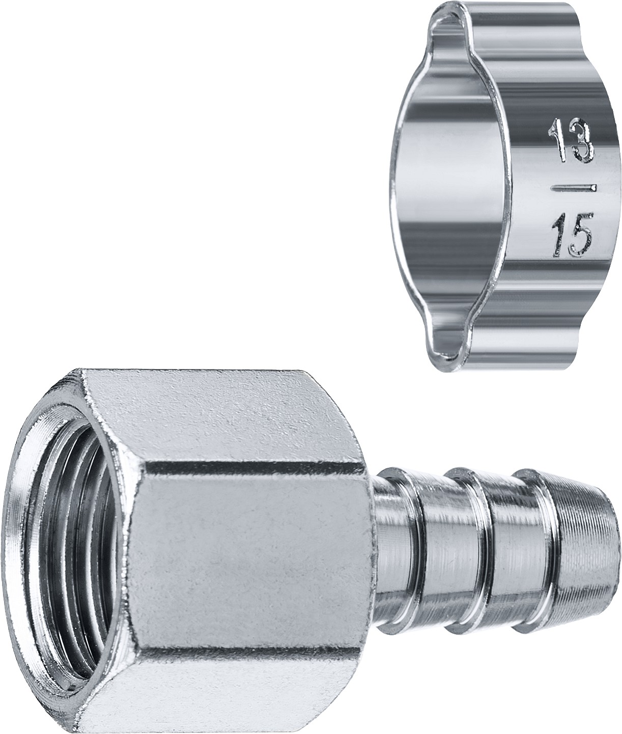 Переходник штуцер ″елочка″ 10 мм - 3/8″F, с обжимным хомутом Зубр Профессионал