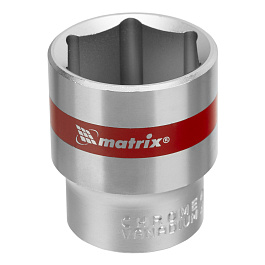 Головка торцевая,27 мм, 6-гранная, CrV, под квадрат 1/2", хром MATRIX