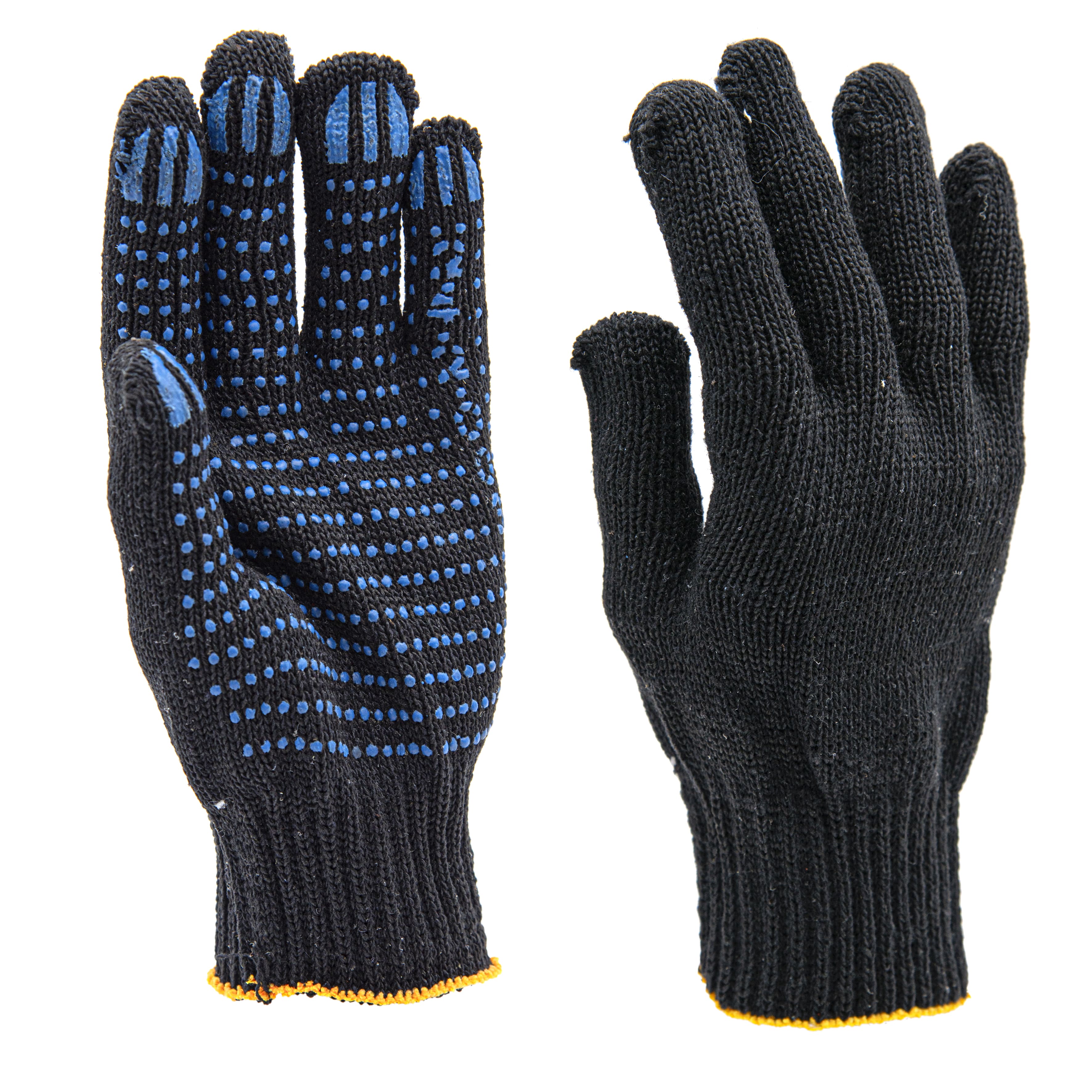 Перчатки  х/б черные с ПВХ