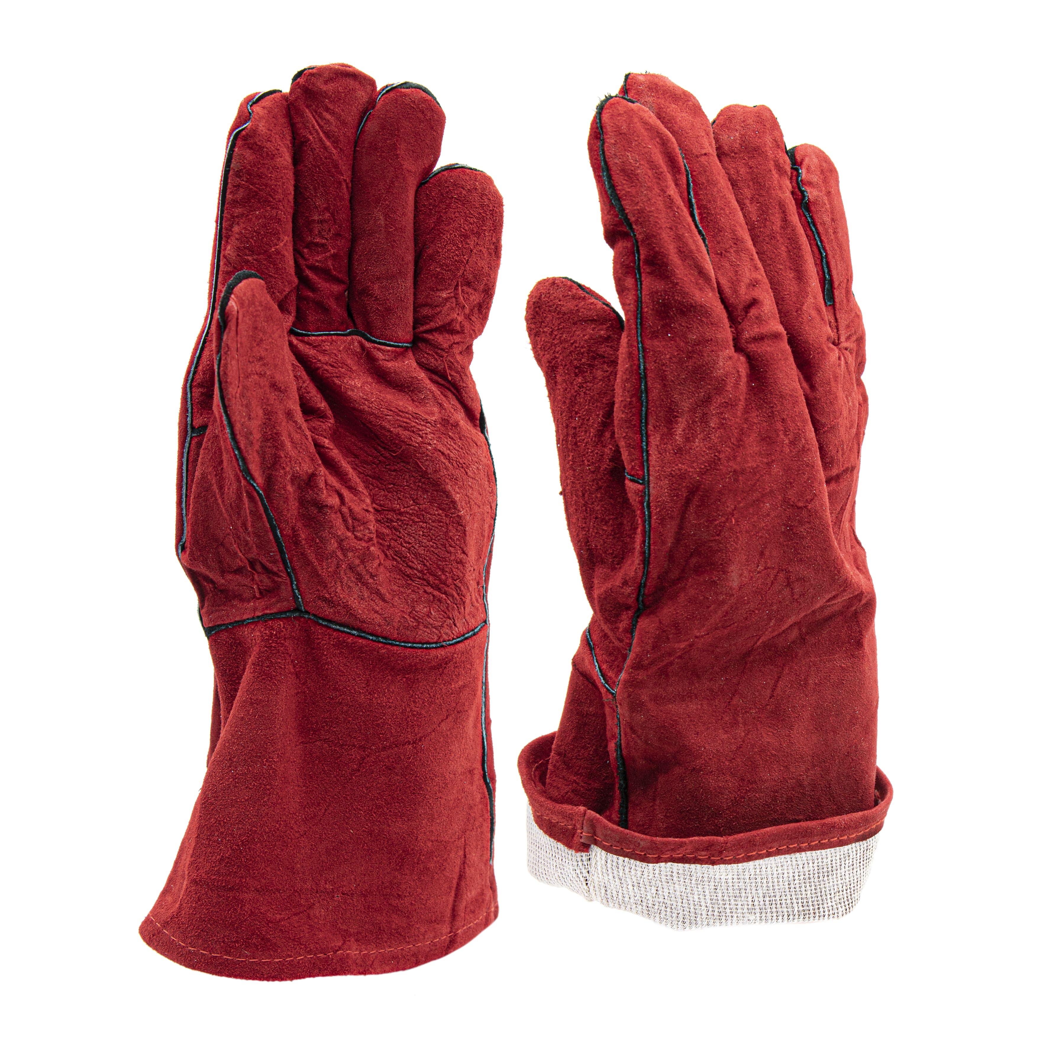 Краги сварщика спилковые пятипалые красные