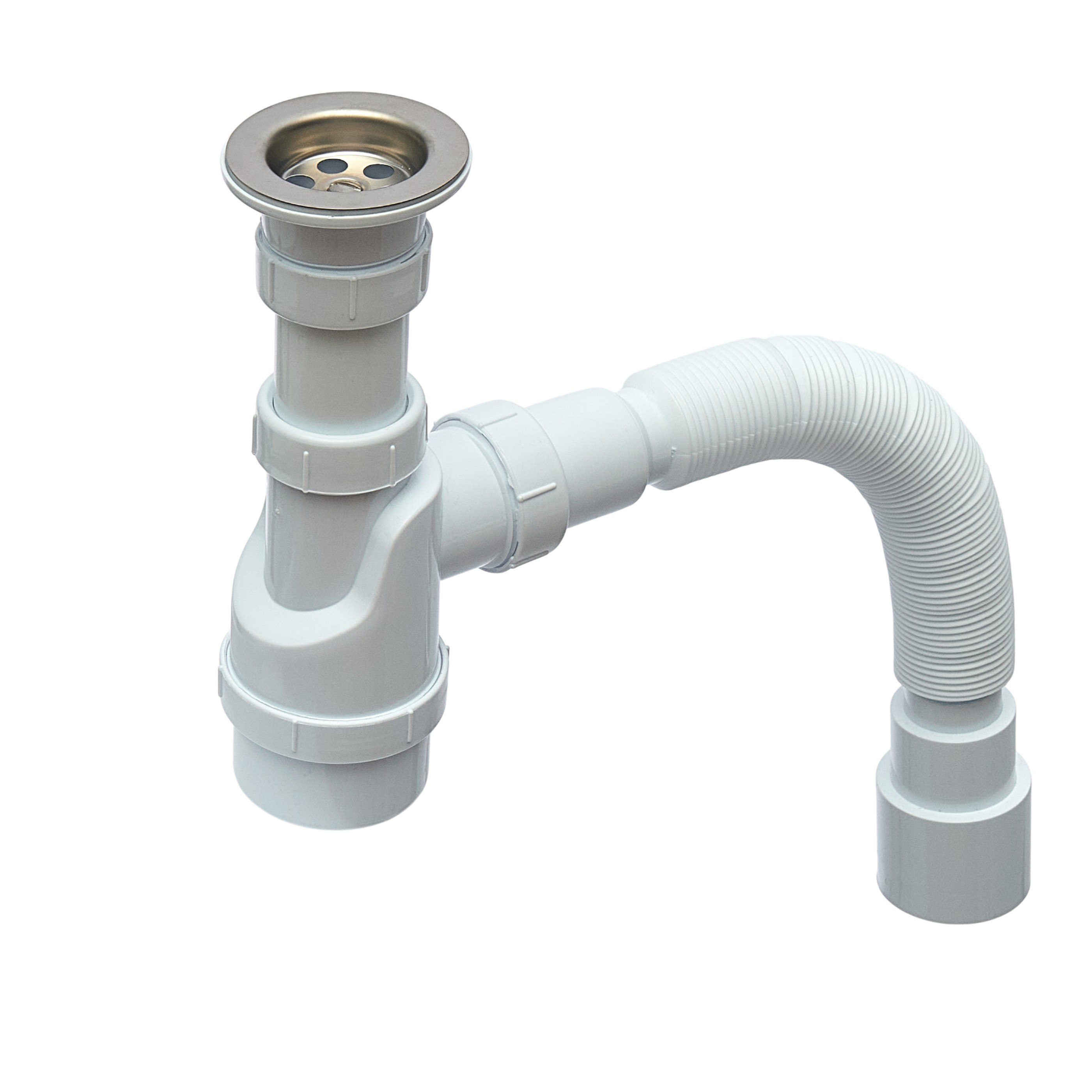 Сифон для мойки/раковины, с отводом, в комплекте с гибкой трубой, 1 1/2"х40мм, труба 40х40/50