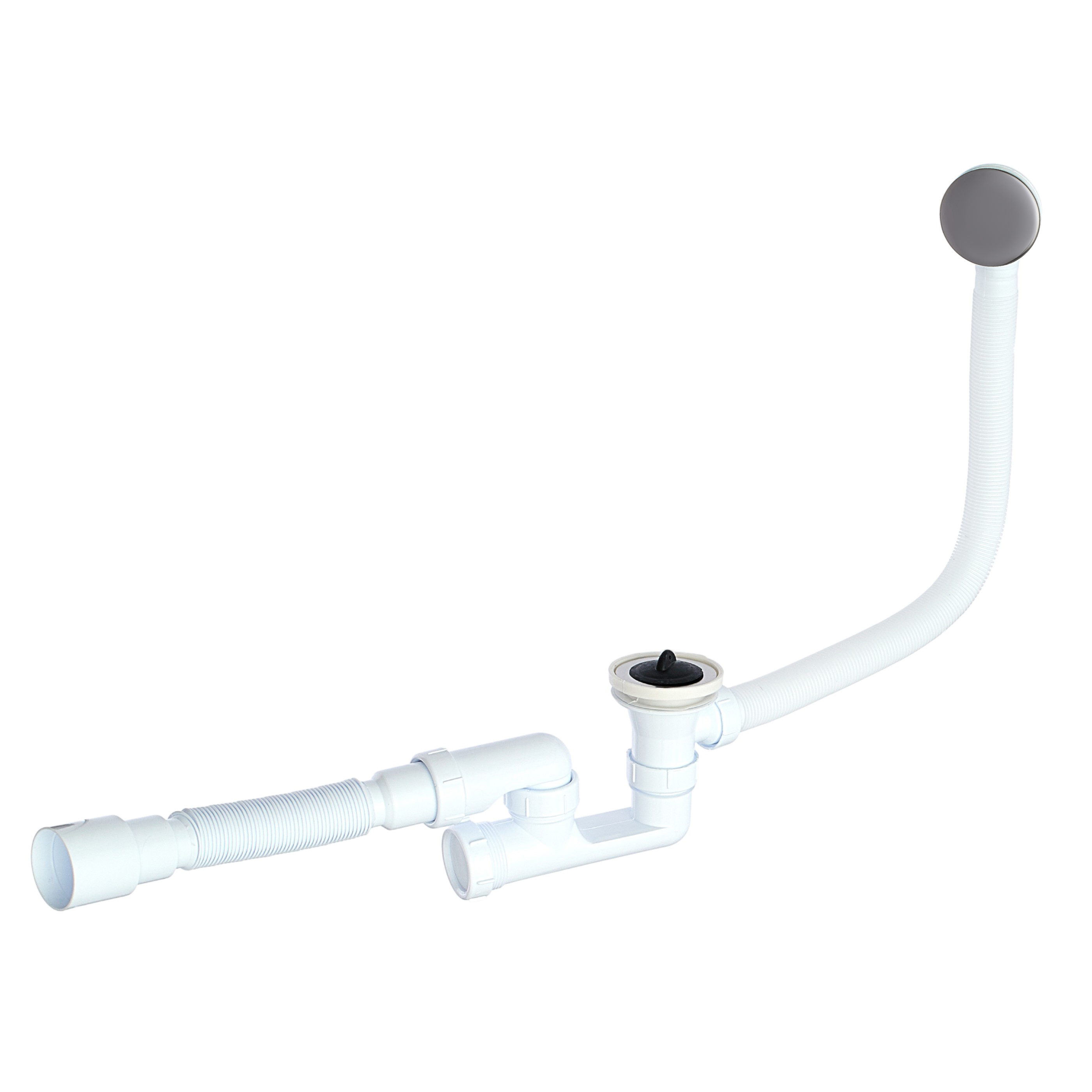 Сифон для ванны регул. с выпуск. и перелив. в комп. с гиб.трубой, 1 1/2"х40мм, труба 40х40/50,