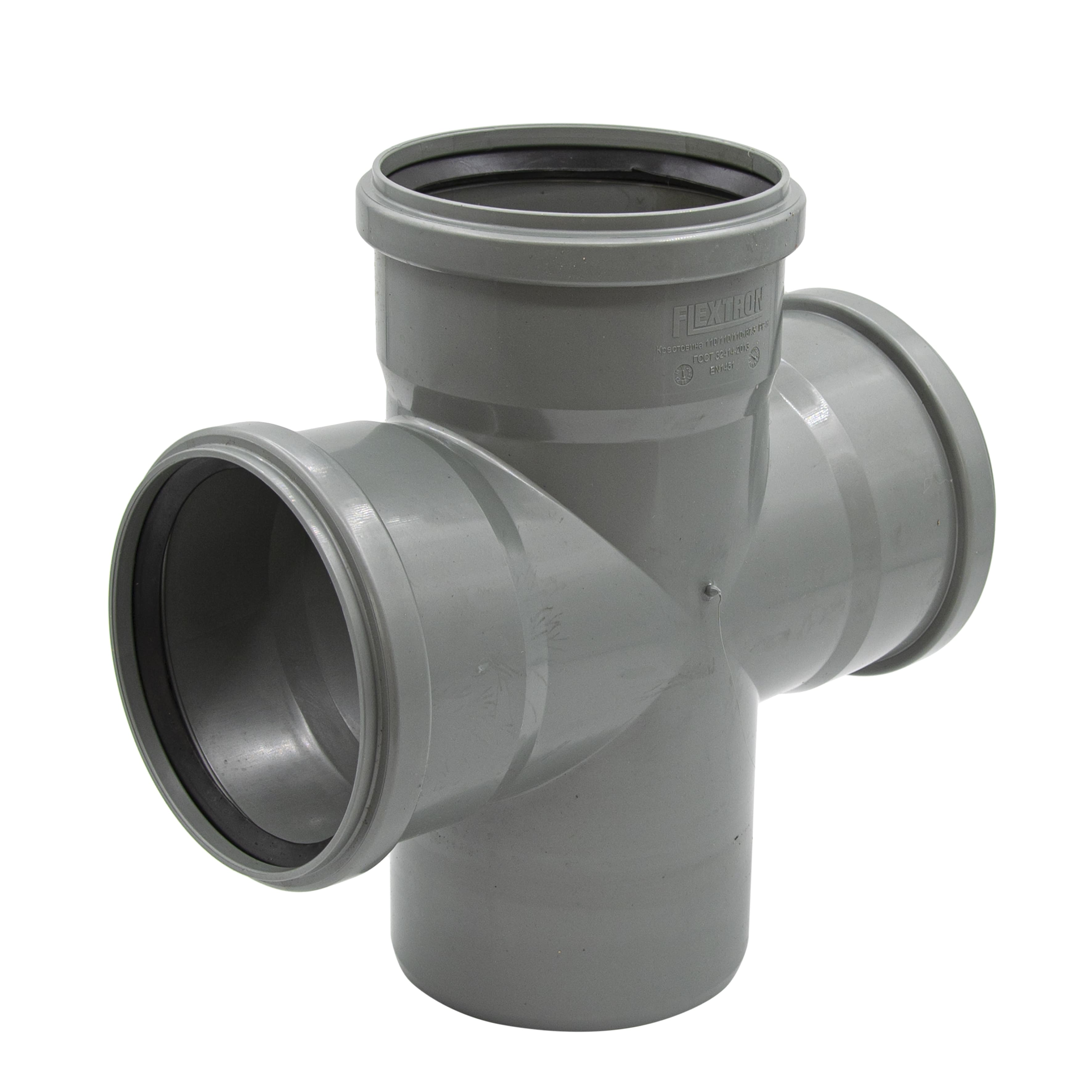 Крестовина двухплоскостная внутр. канализация, серая, 90° 110*110*50мм, правая