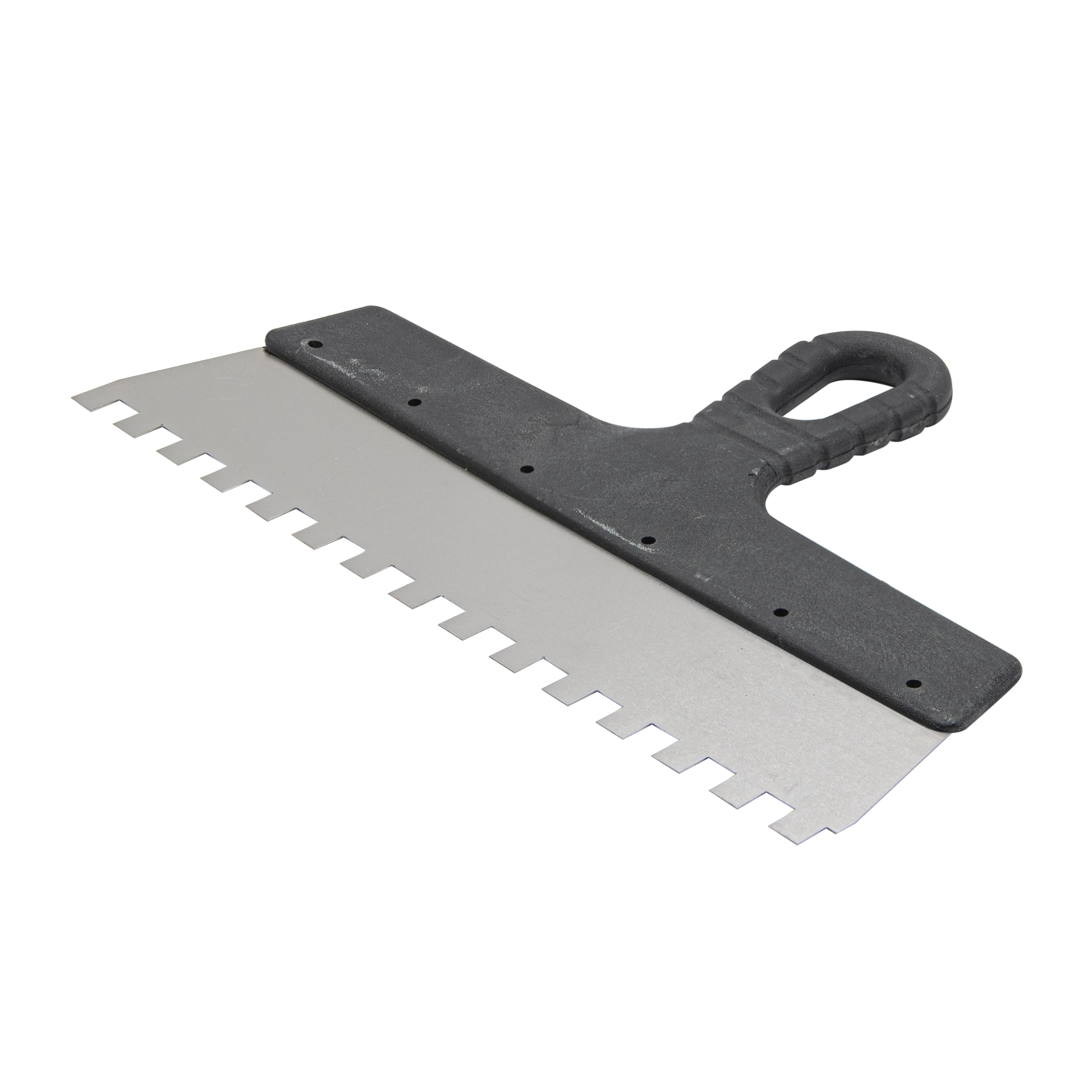 Шпатель фасадный "Мастер", зубчатый, нерж. сталь 0,4мм, пласт. рукоятка, 300мм, зуб 10х10мм,