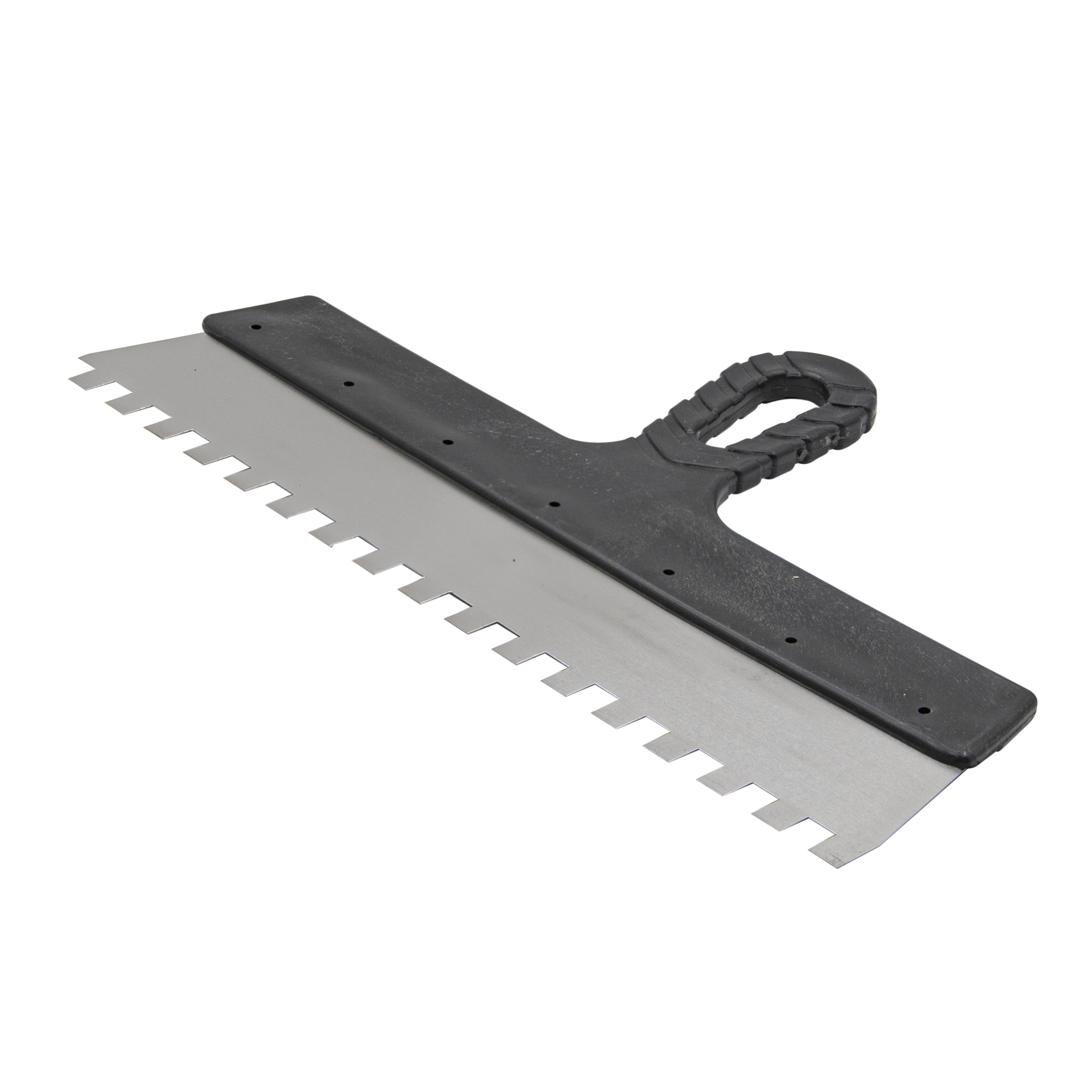 Шпатель фасадный "Мастер", зубчатый, нерж. сталь 0,4мм, пласт. рукоятка, 350мм, зуб 10х10мм,