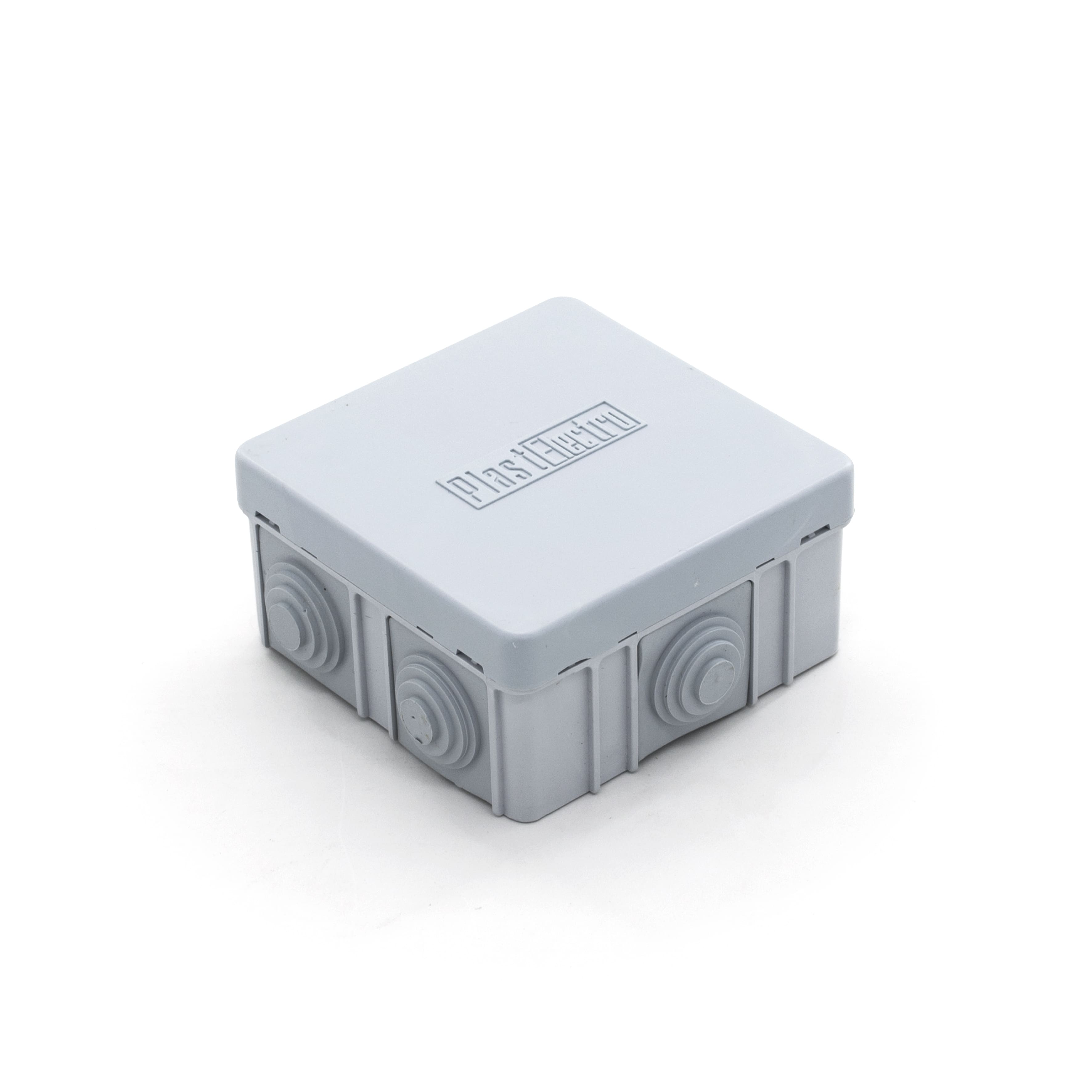 Коробка разветвительная для наружного монтажа, полистирол, 6 вводов IP54, 85*85*40мм. сер/черн