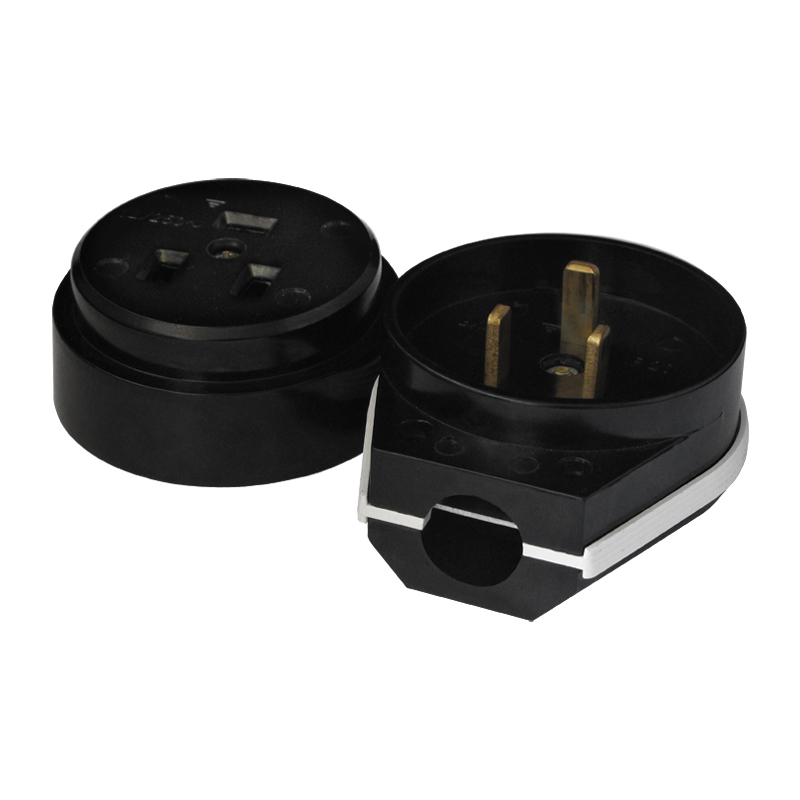 Силовой разъем 1234 карболитовый, РШ-ВШ 32А, 250В, открытый угловой, черный