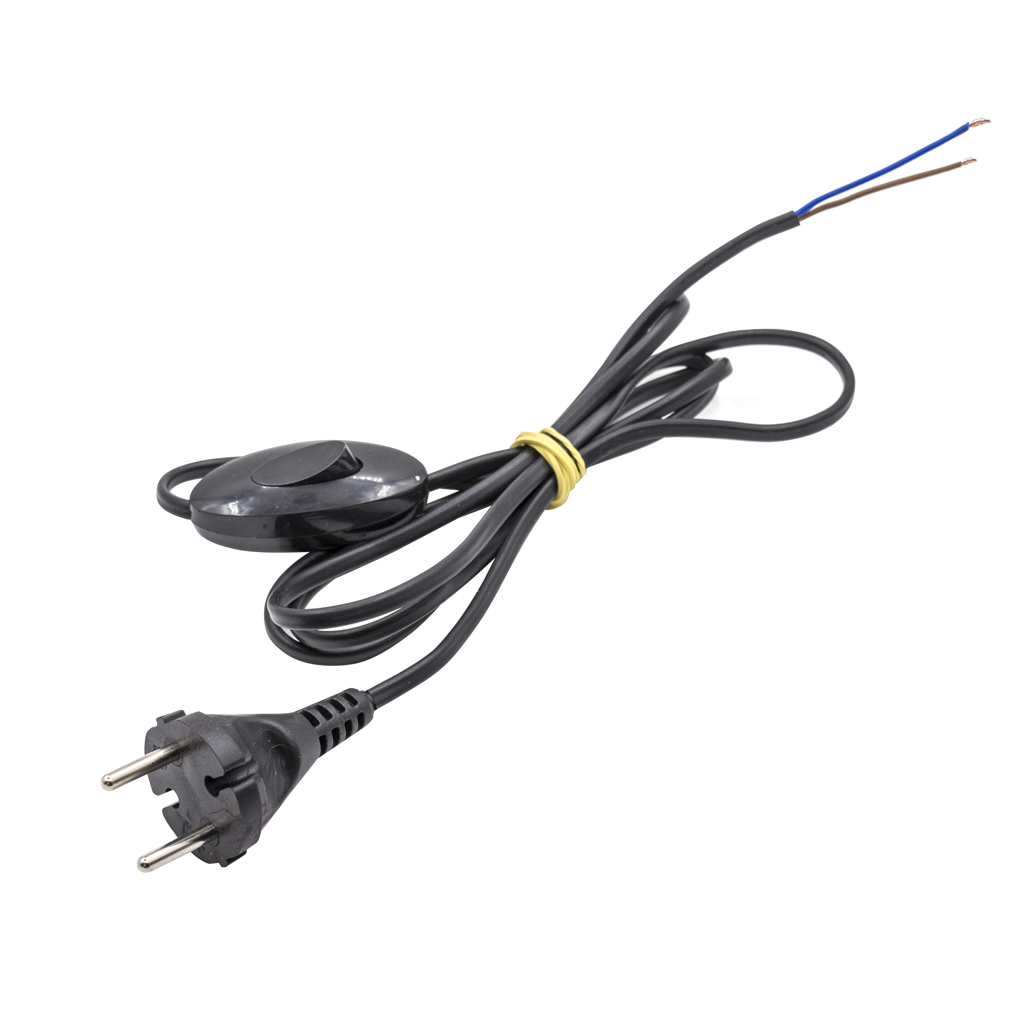 Шнур ШВВП 2*0,75мм², с проходным выключателем, черный, 1,7м