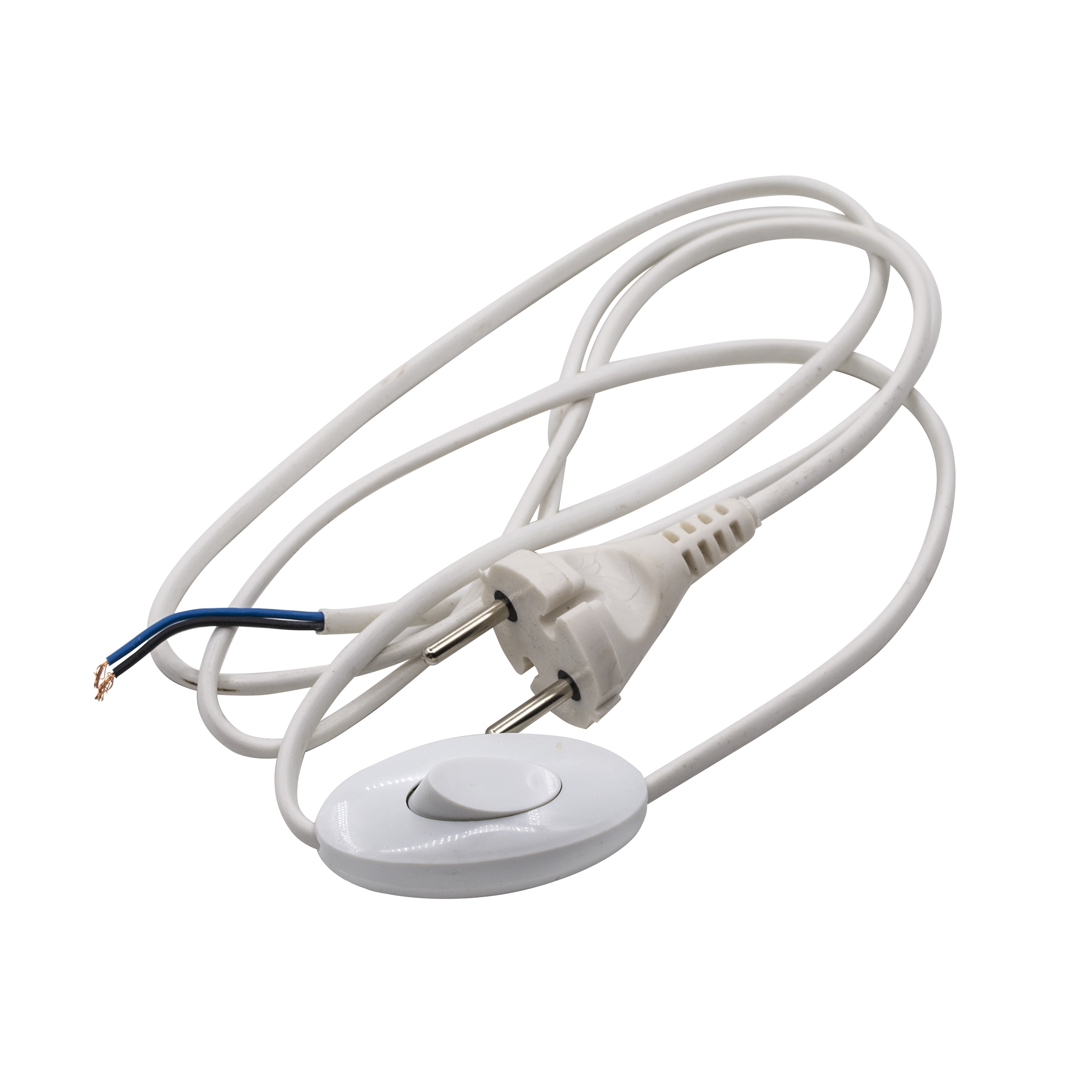 Шнур ШВВП 2*0,75мм², с проходным выключателем, белый, 1,7м