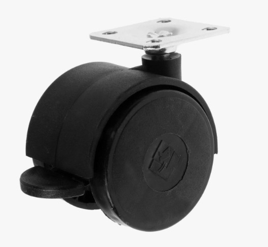 Колесо мебельное с крепежной площадкой  и фиксатором