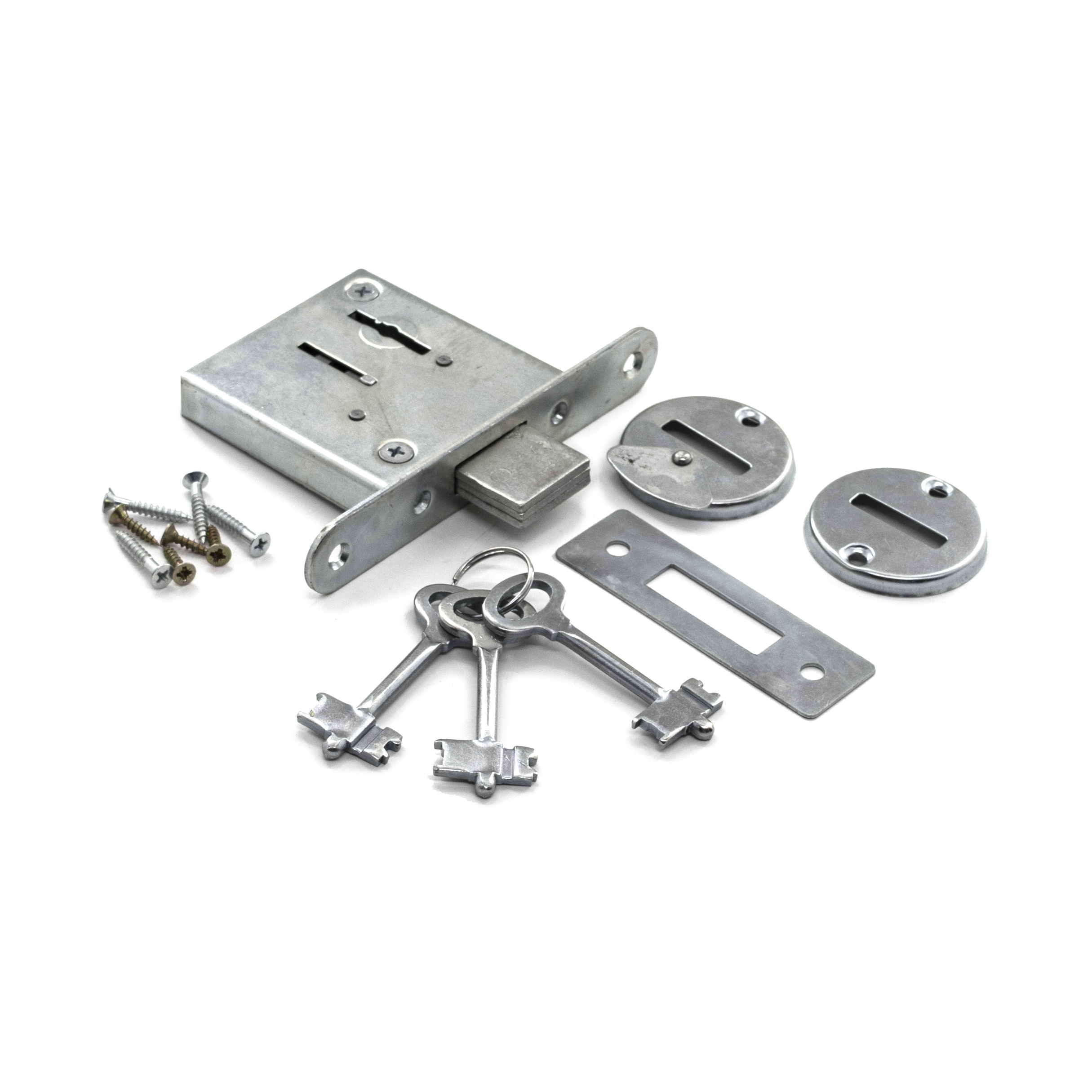 Замок врезной Омега ЗВ8-4 (медь) 3 ключа, сувальдный мех-м, 1 прямоугольный ригель