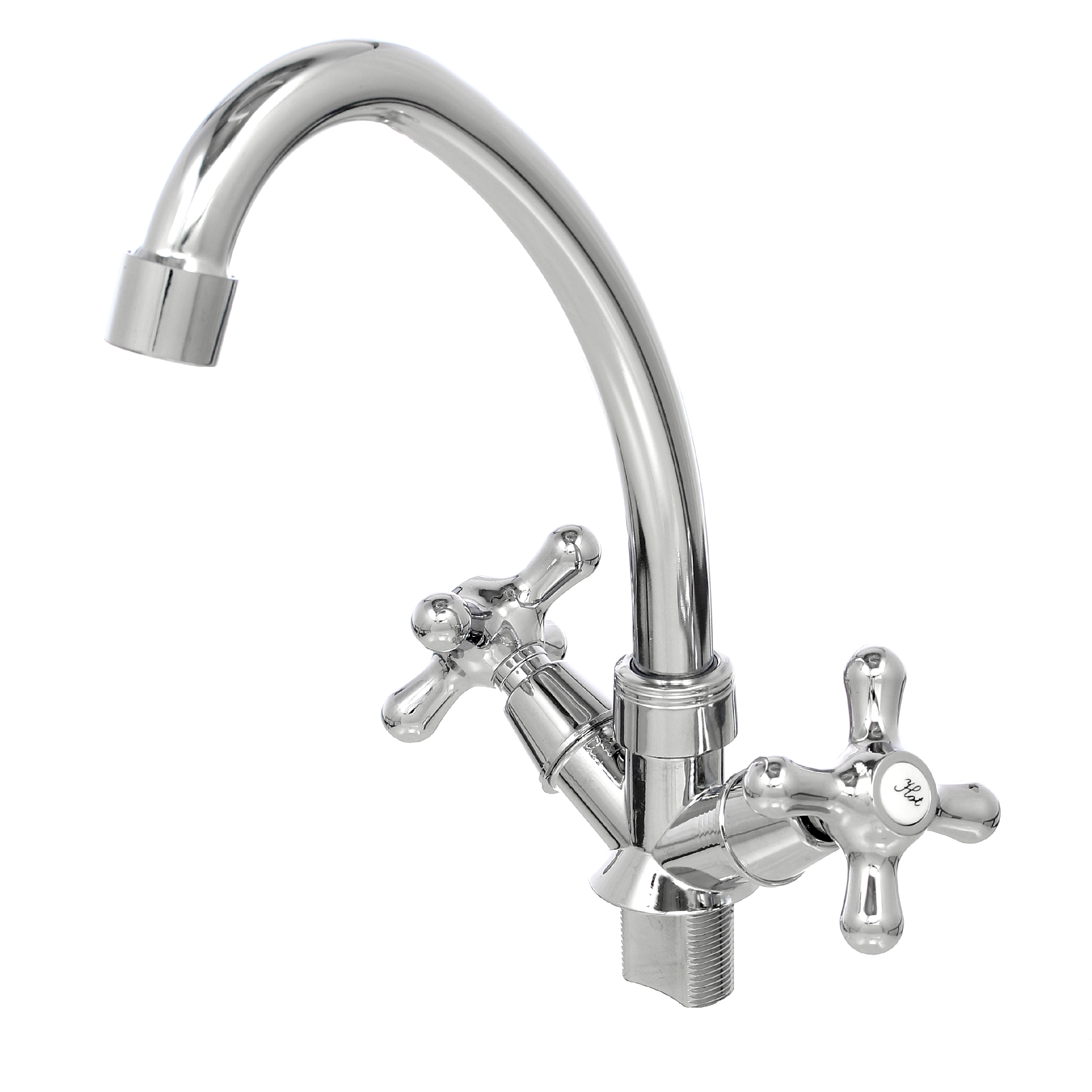 Смеситель стандарт однорыч. для кухни,гайка,с гибким изливом