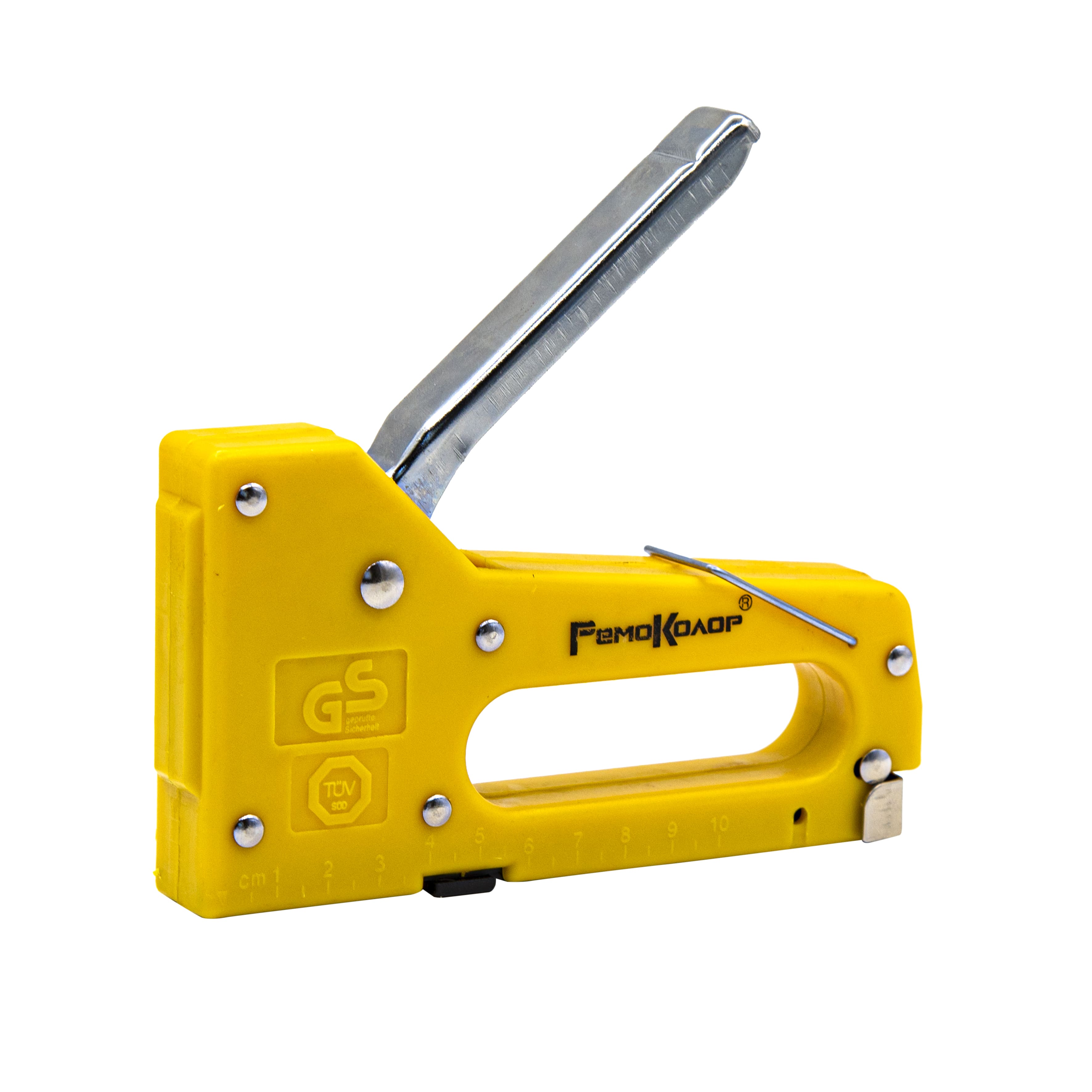 Степлер скобозабивной пласт. корпус,метал.рукоятка,рессорн.механизм,тип скобы 53,4-8мм