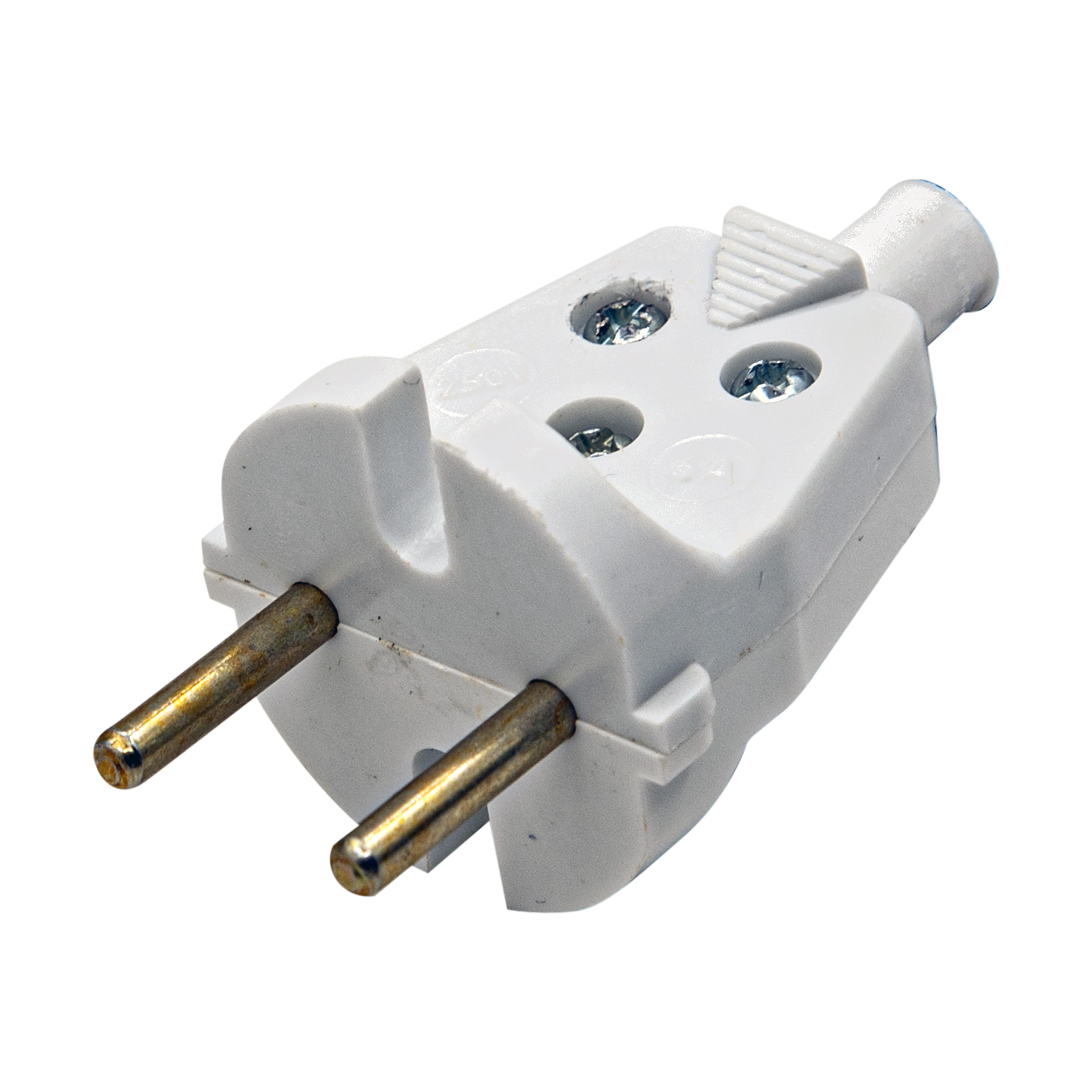 Вилка сетевая 6А,прямая,белая (без заземления)