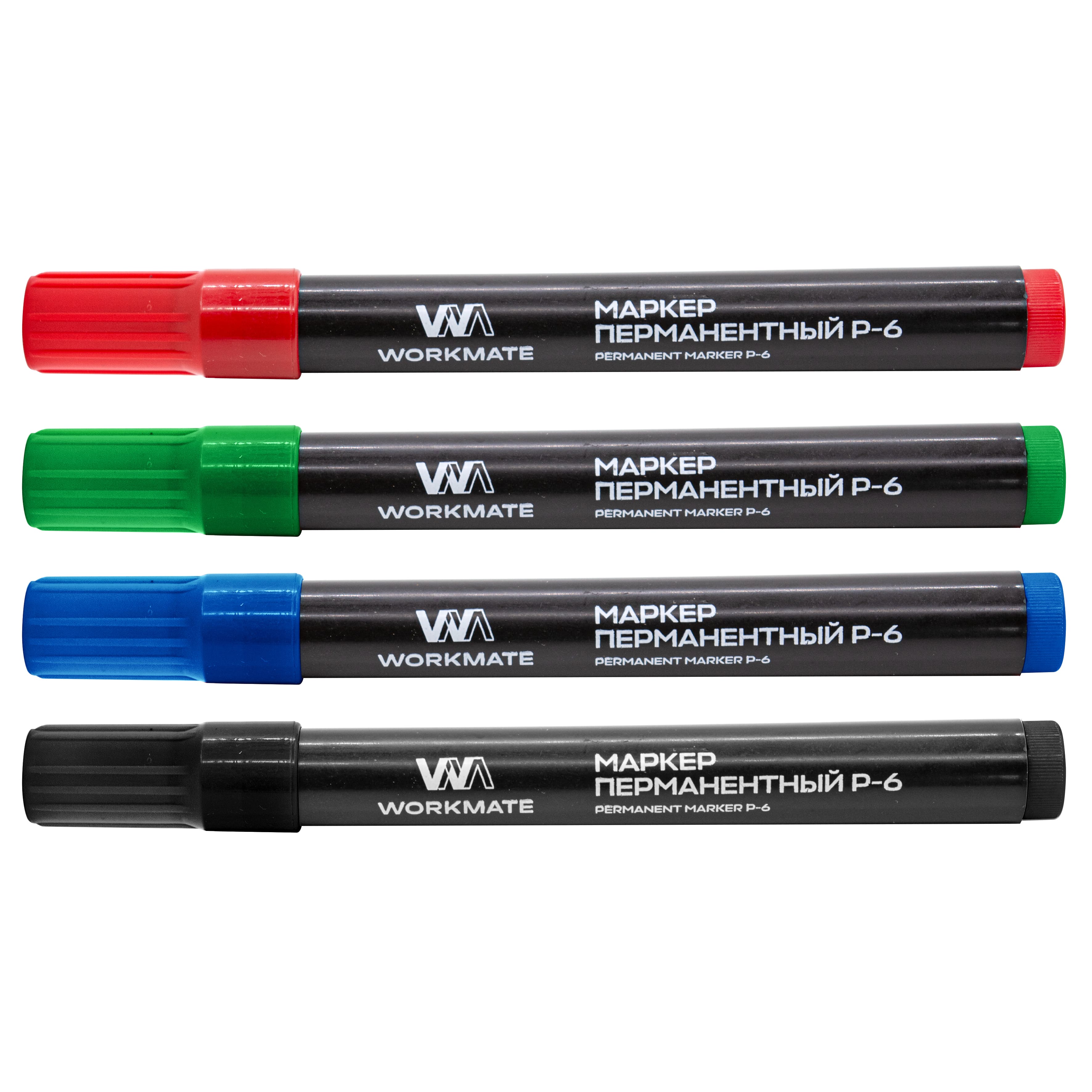Набор маркеров перманентных 4шт (черн, красн, синий, зелен)