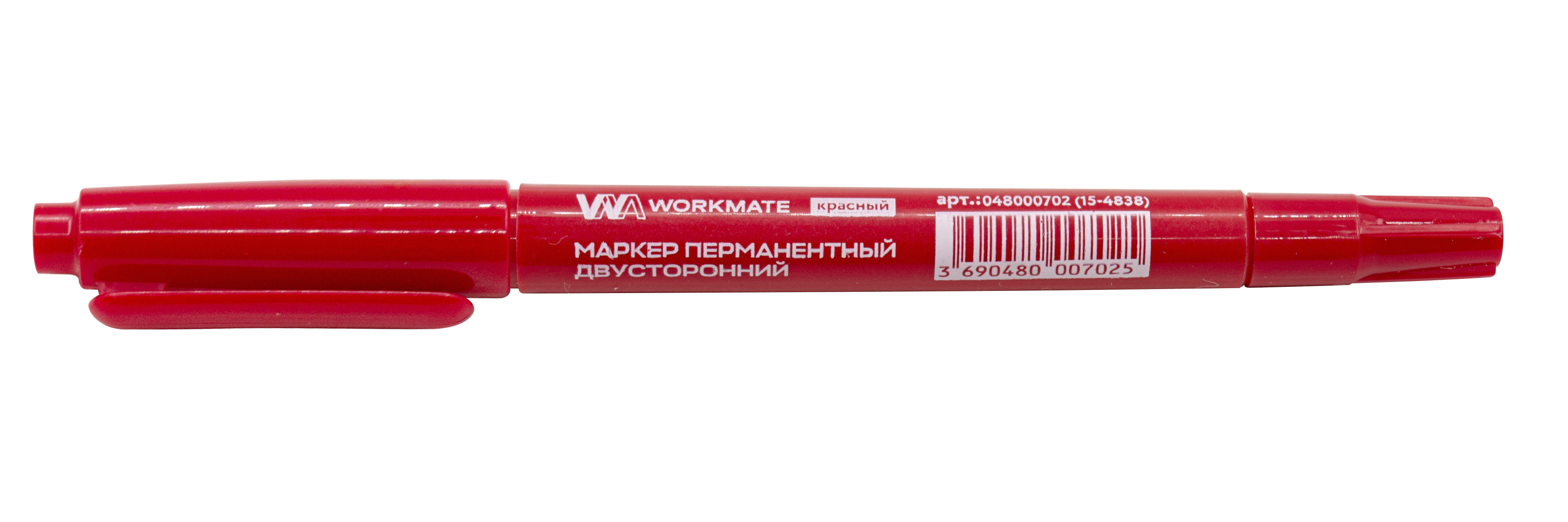 Маркер перманентный двусторонний, красный Workmate