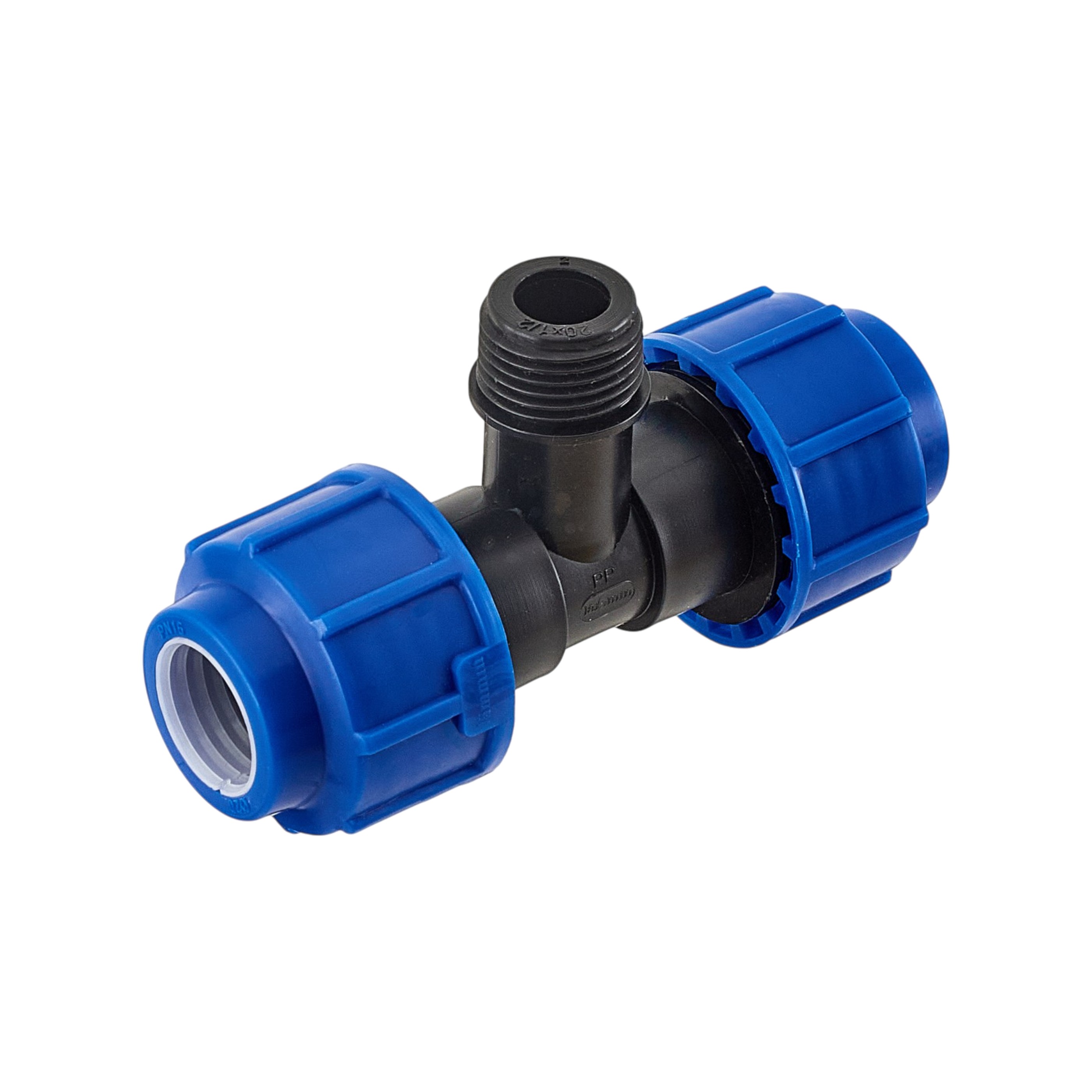 Тройник 20мм*1/2" НР компрессионный для ПЭ труб