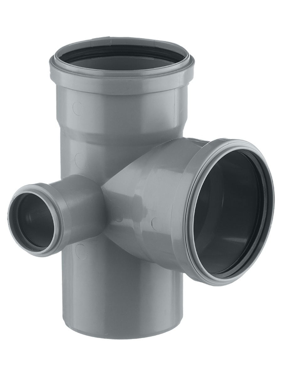 Крестовина двухплоскостная внутр. канализация, серая, 90° 110*110*50мм, левая