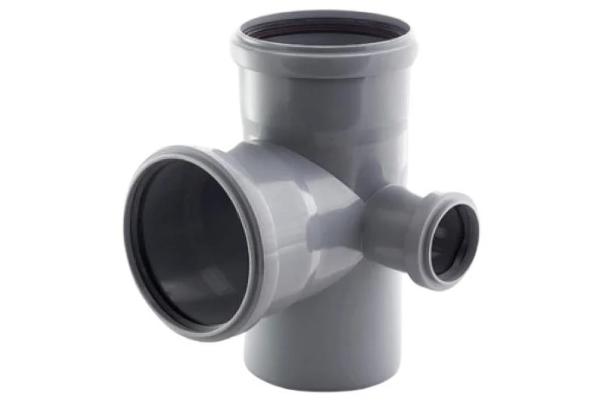 Крестовина двухплоскостная внутр. канализация, серая, 90° 110*110*50мм, правая